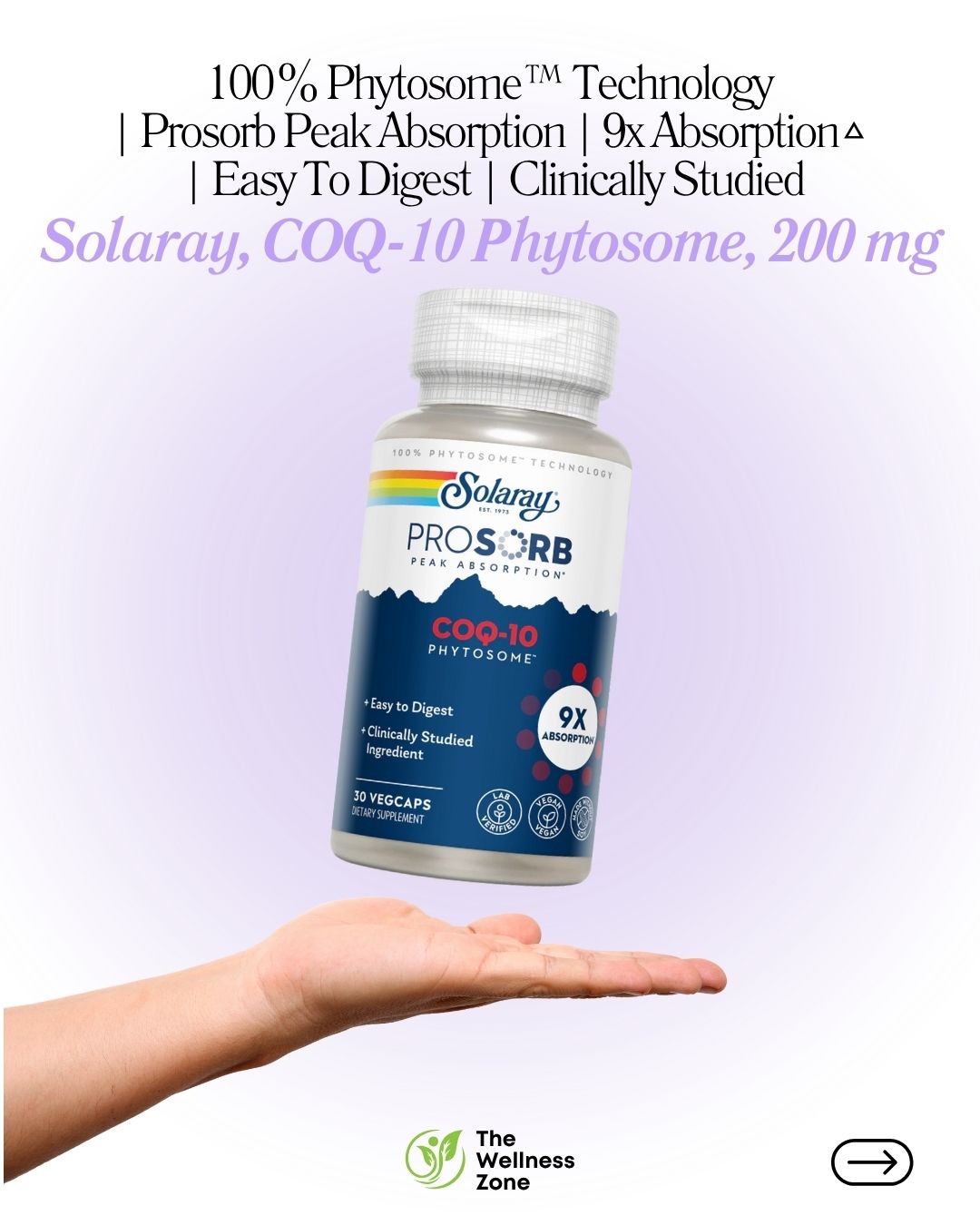 🌿 Solaray COQ-10 Phytosome, 200 mg, 30 VegCaps
