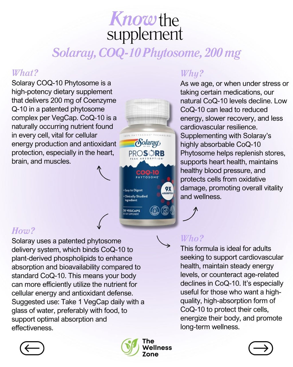 🌿 Solaray COQ-10 Phytosome, 200 mg, 30 VegCaps