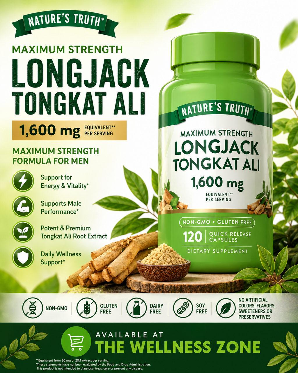 🌿 Nature's Truth, Longjack Tongkat Ali, 120 Quick Release Capsules (800 mg per Capsule)
