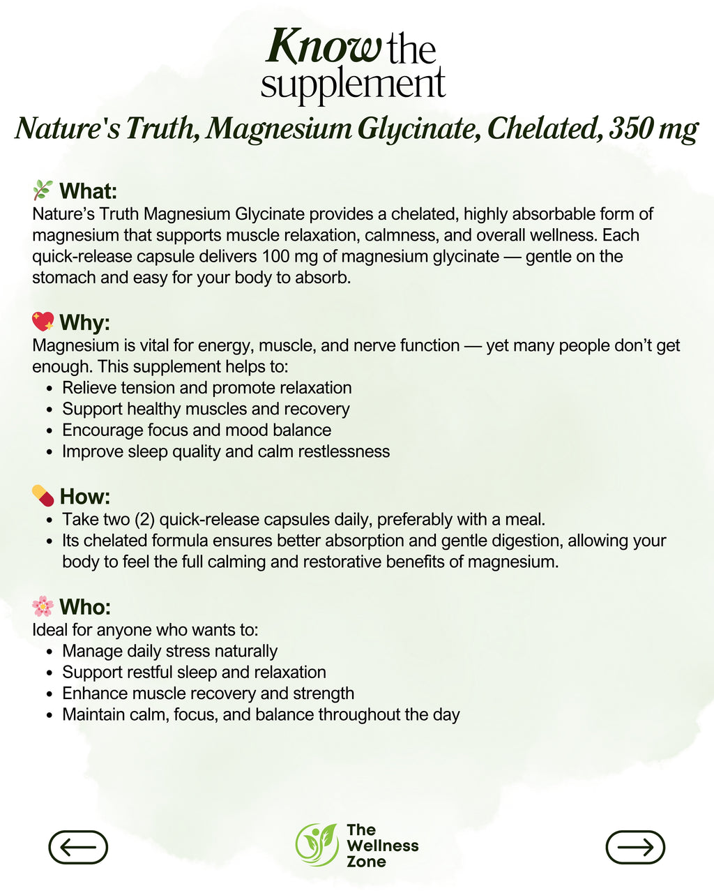 🌿 Nature's Truth, Magnesium Glycinate, Chelated, 120 Quick Release Capsules (100 mg per Capsule)