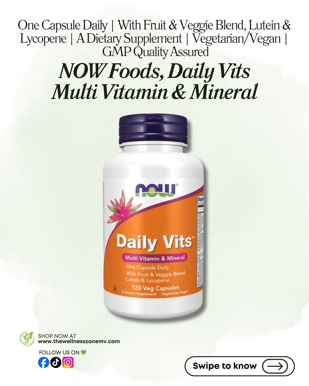 🌿 NOW Foods, Daily Vits, Multi Vitamin & Mineral, 120 Veg Capsules