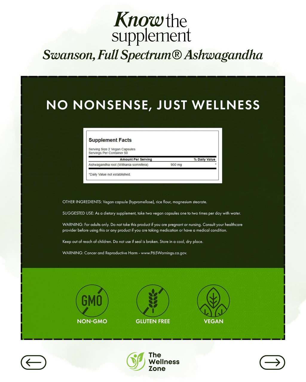 🌿 Swanson, Full Spectrum® Ashwagandha, 100 Vegan Capsules (450 mg per Capsule)