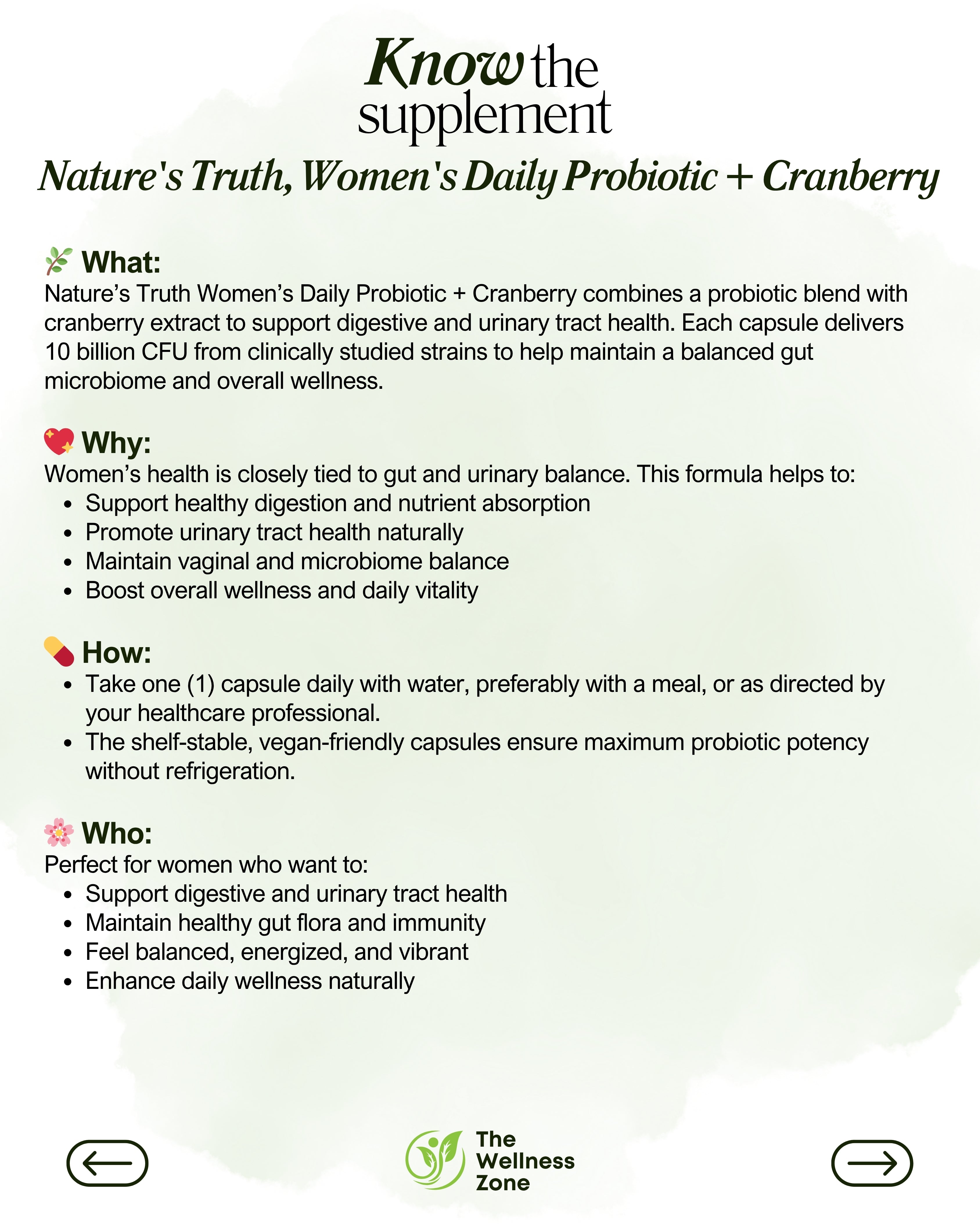 🌿 Nature's Truth, Women's Daily Probiotic + Cranberry, 40 Capsules