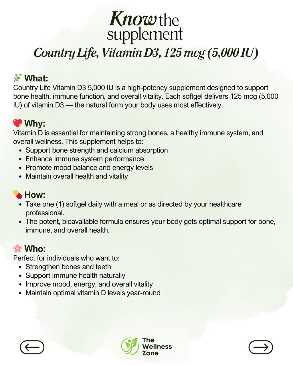 🌿 Country Life, Vitamin D3, 125 mcg (5,000 IU), 60 Softgels