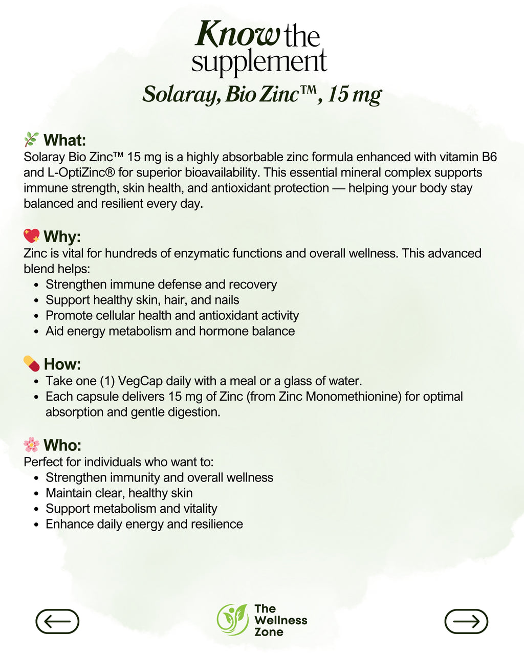 🌿 Solaray, Bio Zinc™, 15 mg, 100 VegCaps