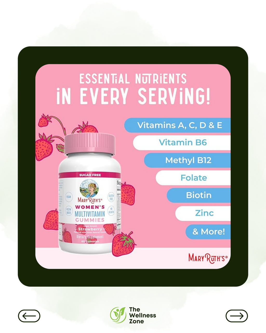 🌿 MaryRuth's, Women's Multivitamin Gummies, Strawberry , 60 Gummies