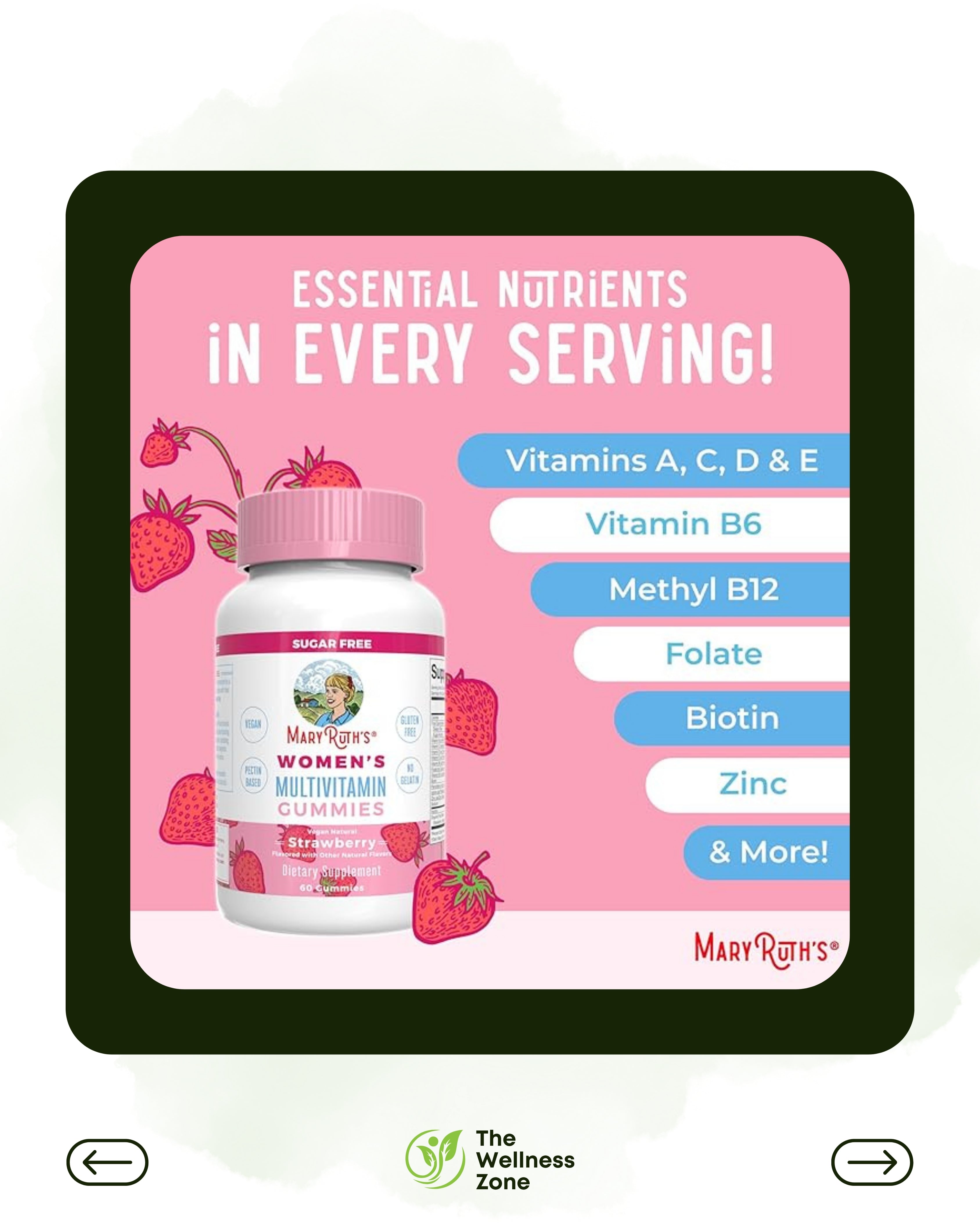 🌿 MaryRuth's, Women's Multivitamin Gummies, Strawberry , 60 Gummies