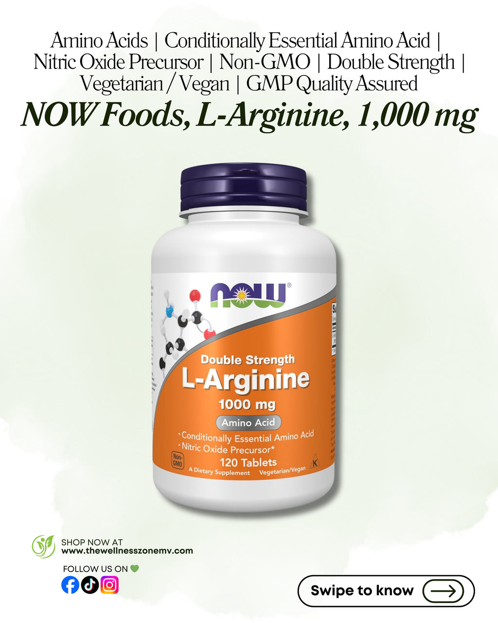 🌿 NOW Foods, L-Arginine, 1,000 mg, 120 Tablets