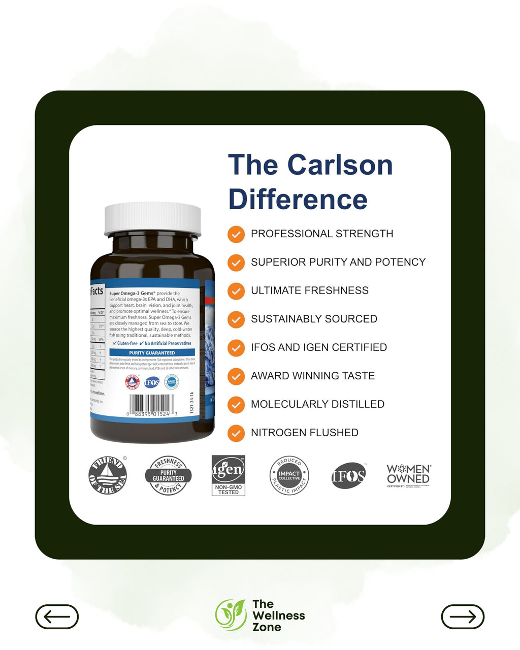 🌿 Carlson, Wild Caught Super Omega-3 Gems, 50 Soft Gels