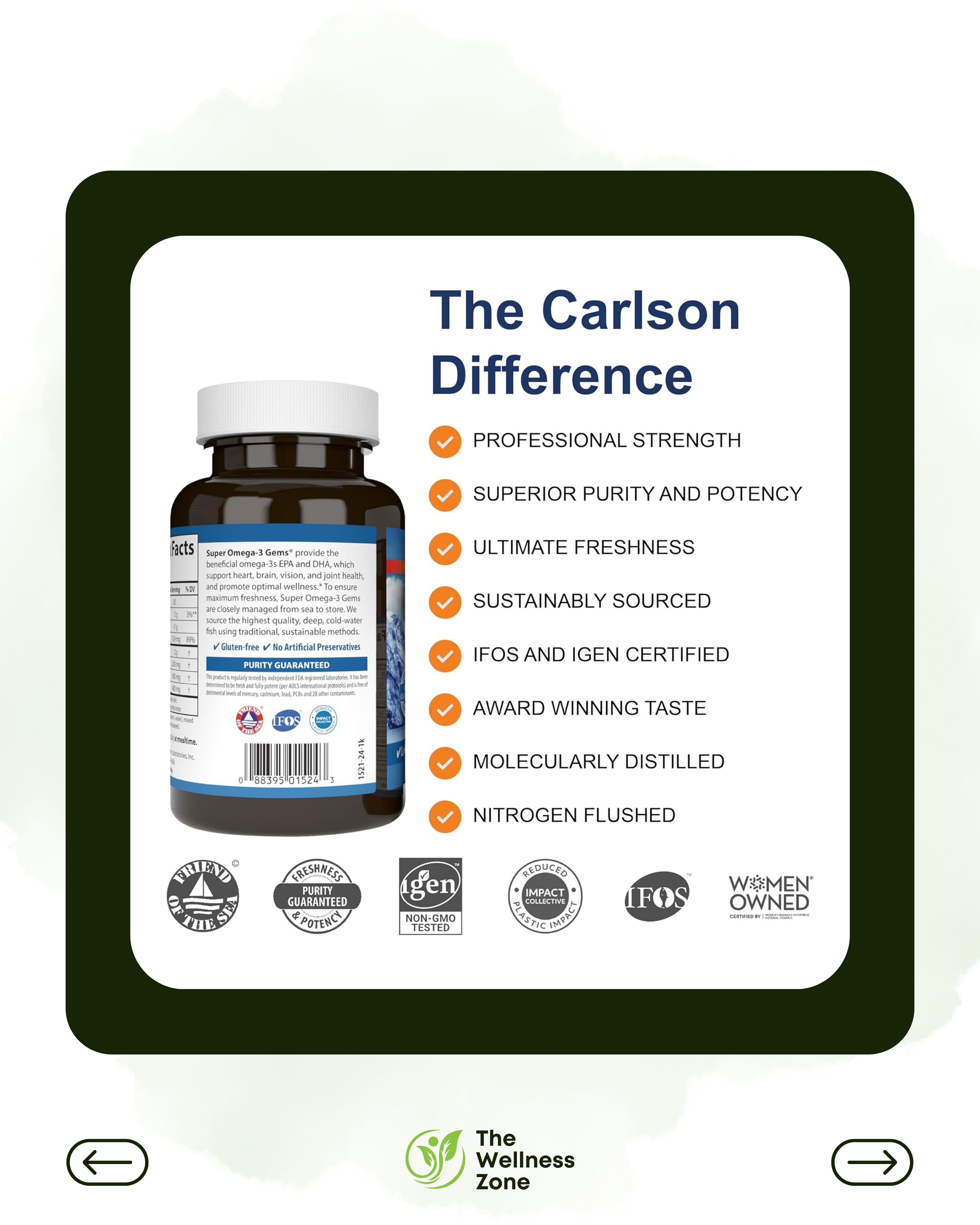 🌿 Carlson, Wild Caught Super Omega-3 Gems, 50 Soft Gels