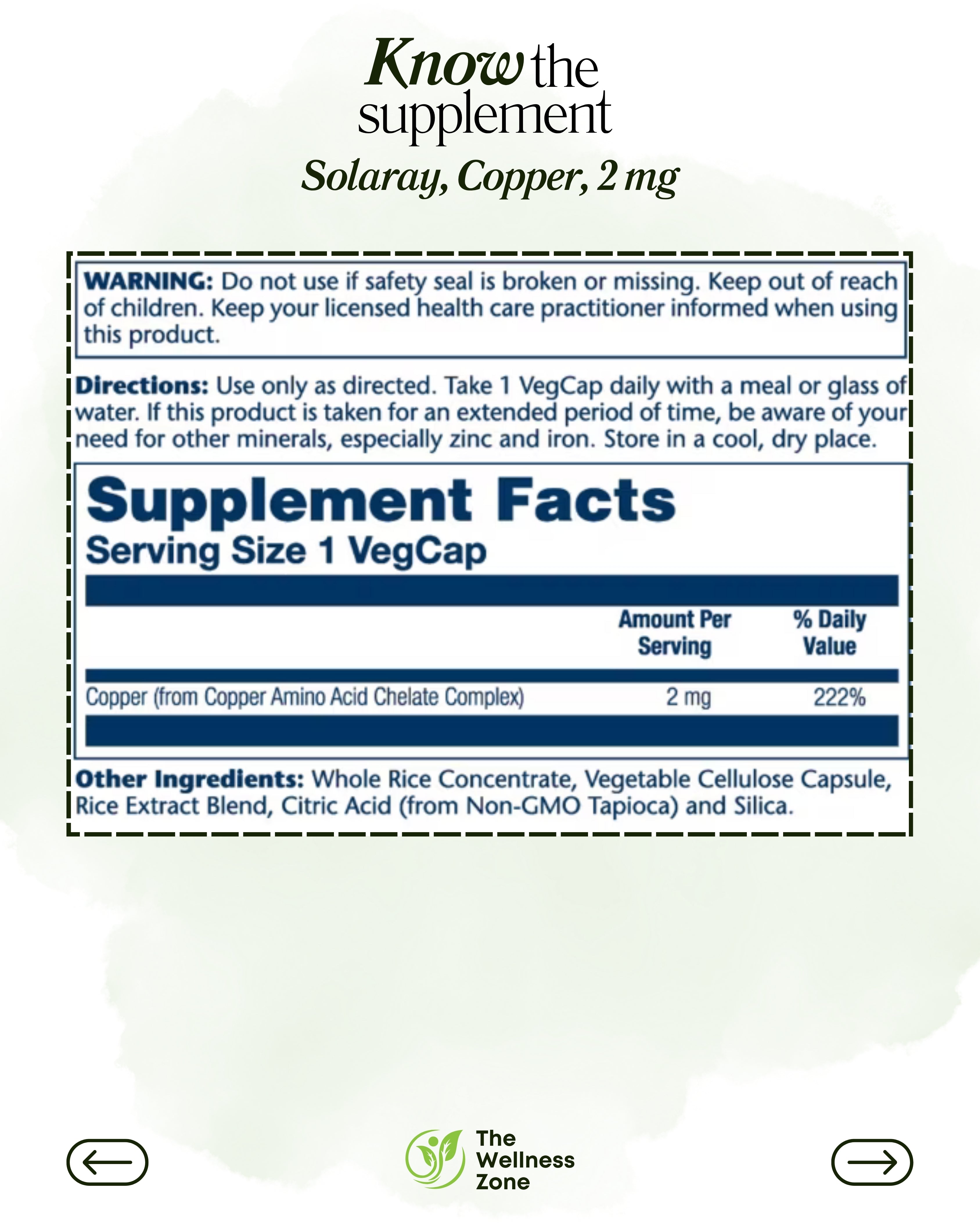 🌿 Solaray, Copper, 2 mg, 100 VegCaps