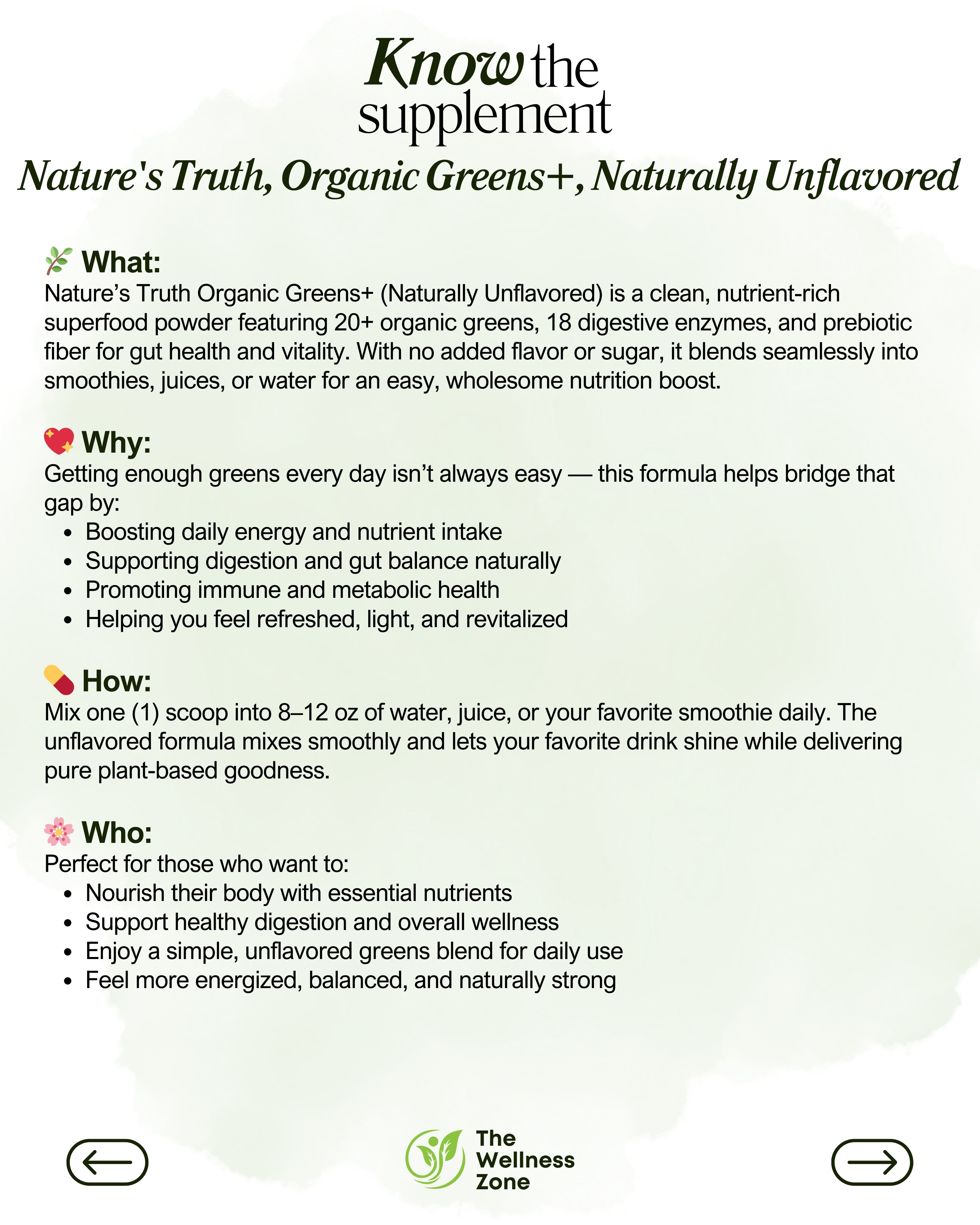 🌿 Nature's Truth, Organic Greens+, Naturally Unflavored, 5.29 oz (150 g)