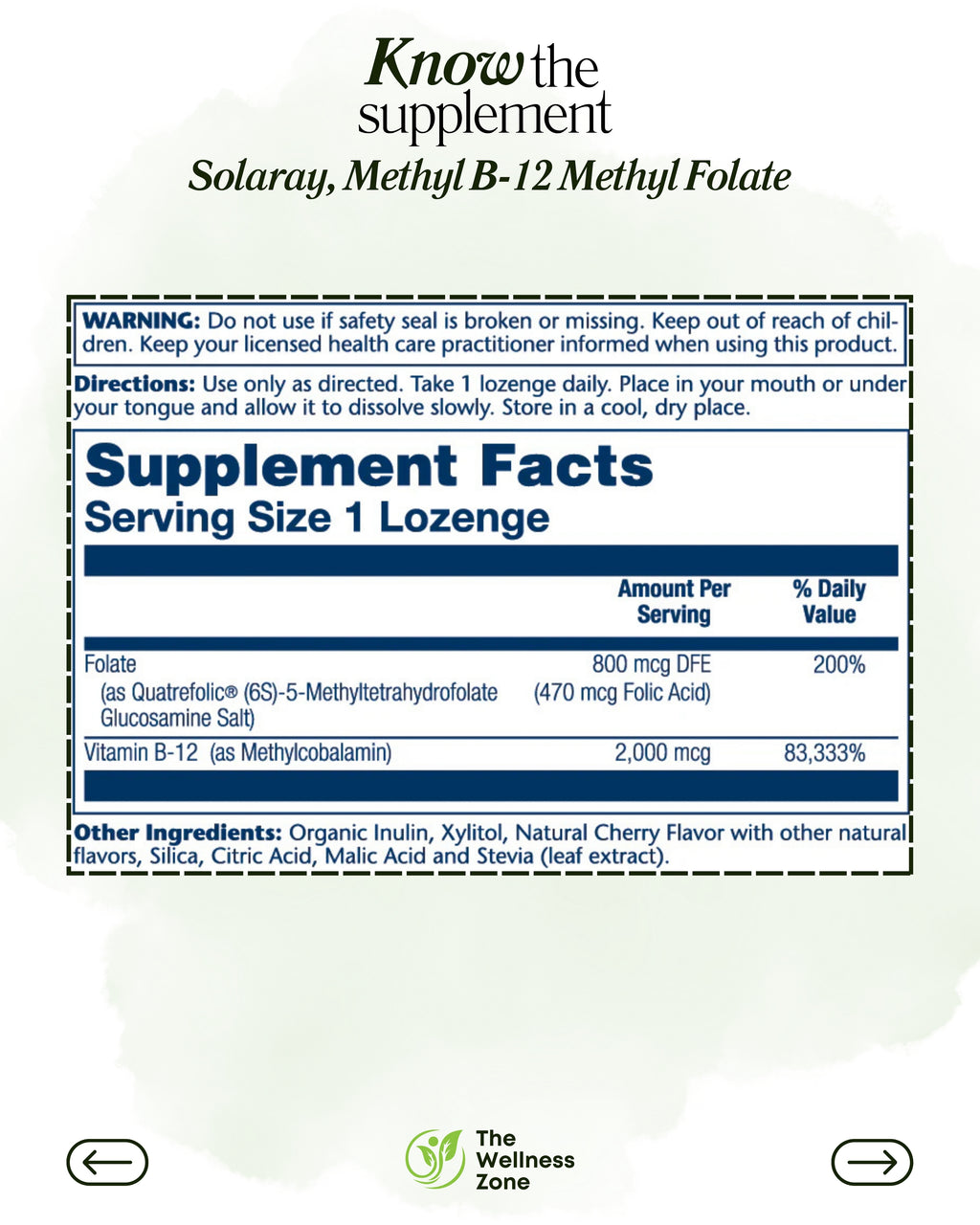 🌿 Solaray, Methyl B-12 Methyl Folate, Natural Cherry, 60 Lozenges