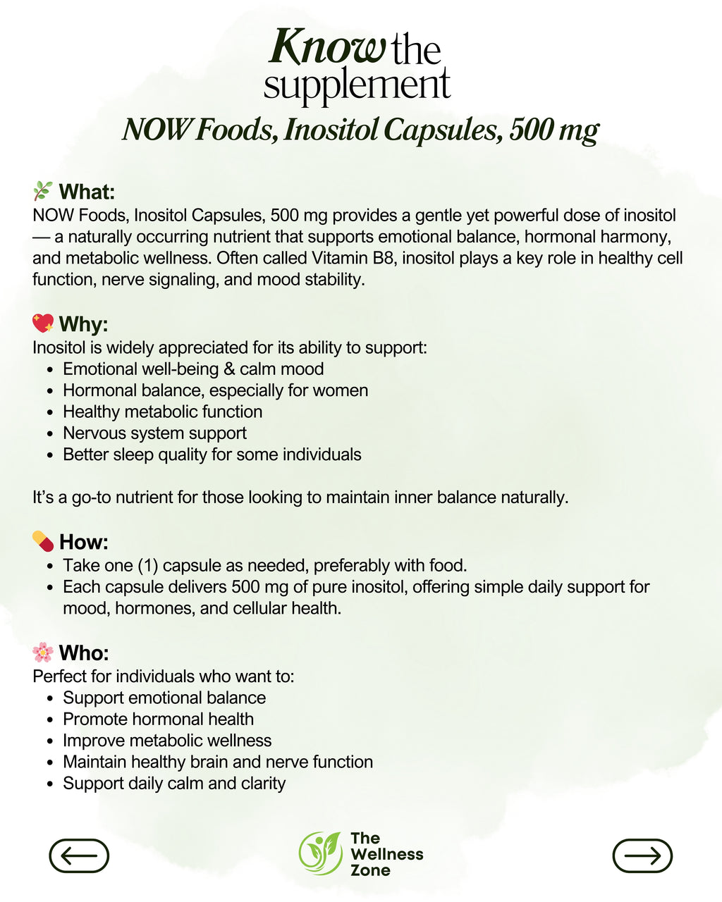 🌿 NOW Foods, Inositol Capsules, 500 mg, 100 Veg Capsules