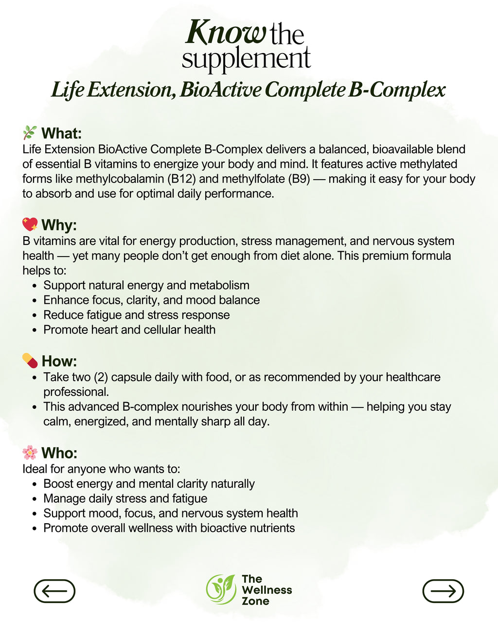 🌿 Life Extension, BioActive Complete B-Complex, 60 Vegetarian Capsules