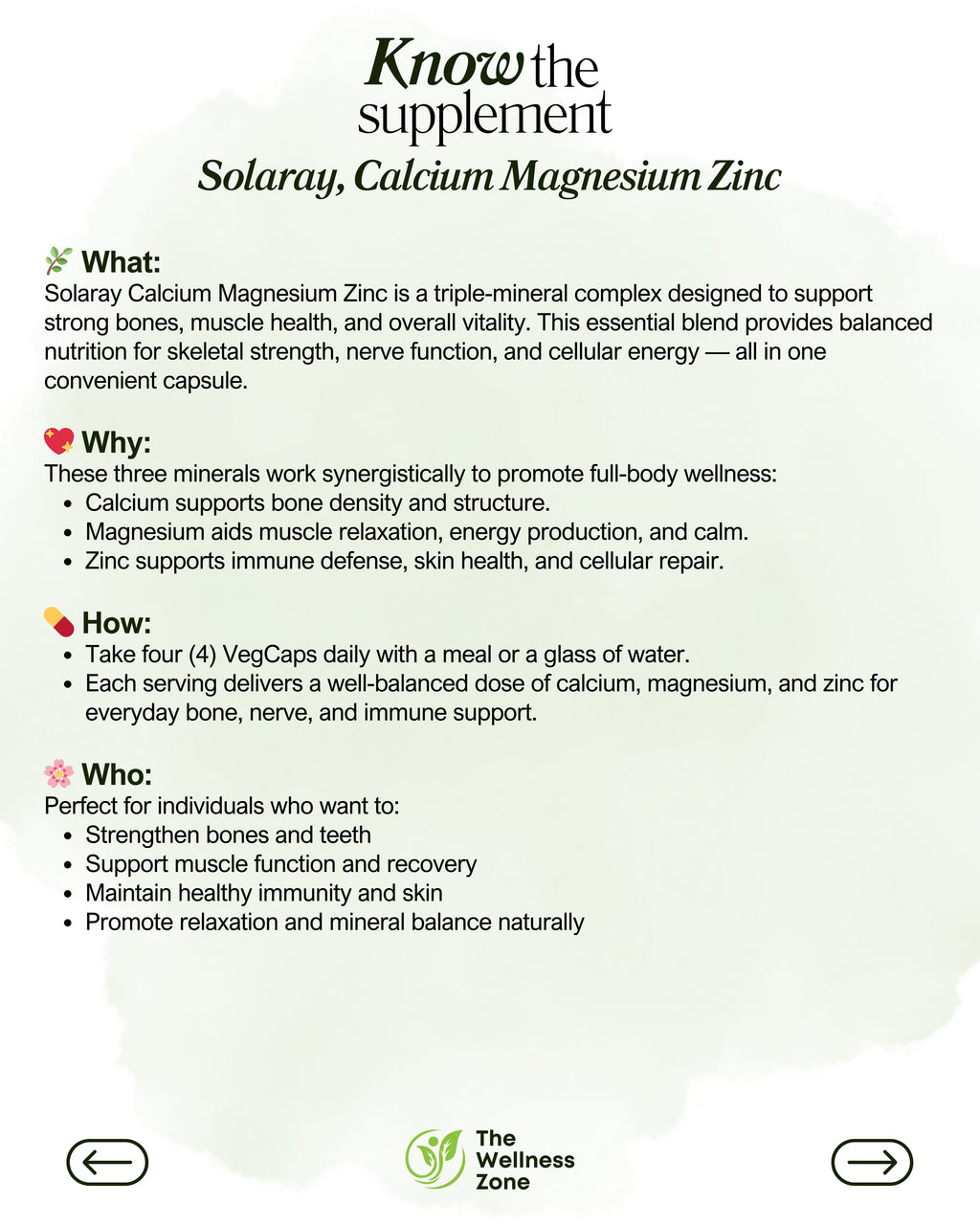 🌿 Solaray, Calcium Magnesium Zinc, 100 VegCaps