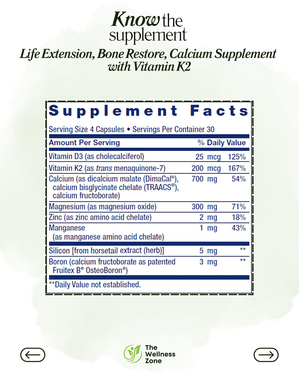 🌿 Life Extension, Bone Restore, Calcium Supplement with Vitamin K2, 120 Capsules
