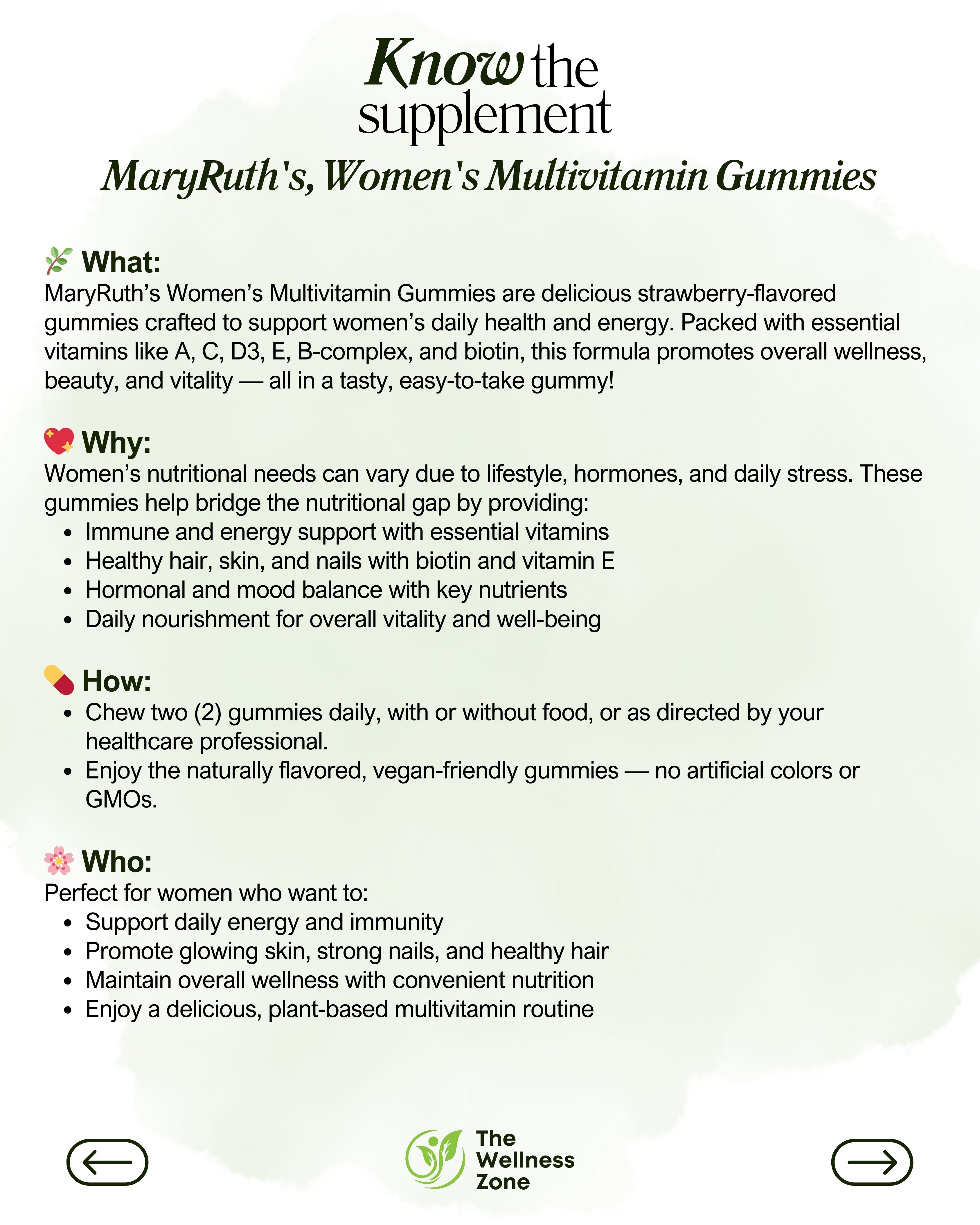 🌿 MaryRuth's, Women's Multivitamin Gummies, Strawberry , 60 Gummies
