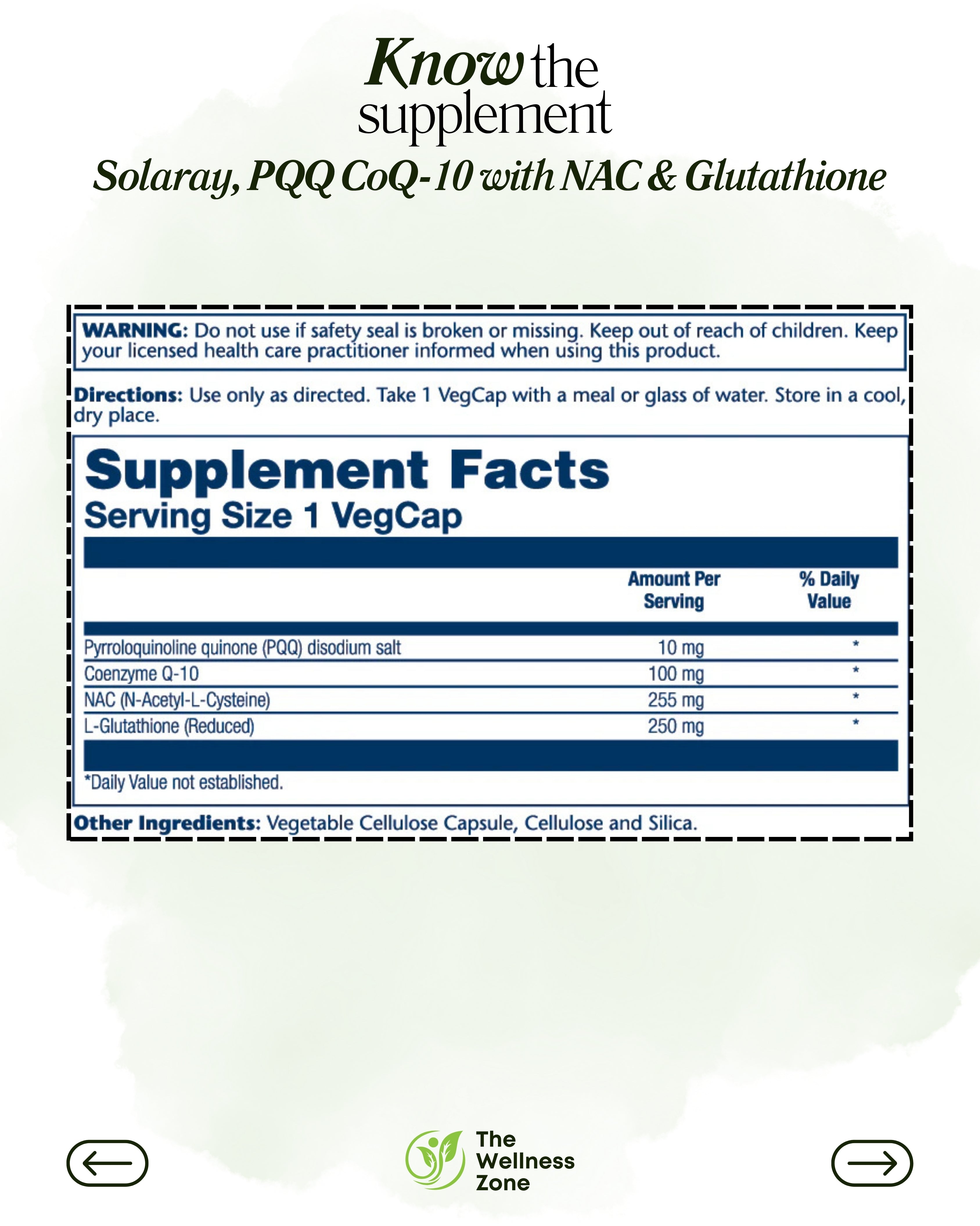 🌿 Solaray, PQQ CoQ-10 with NAC & Glutathione, 30 VegCaps