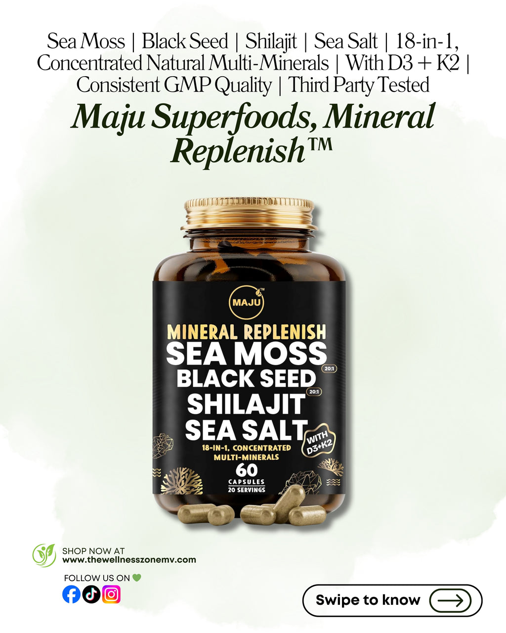🌿 Maju Superfoods, Mineral Replenish™ , 60 Capsules