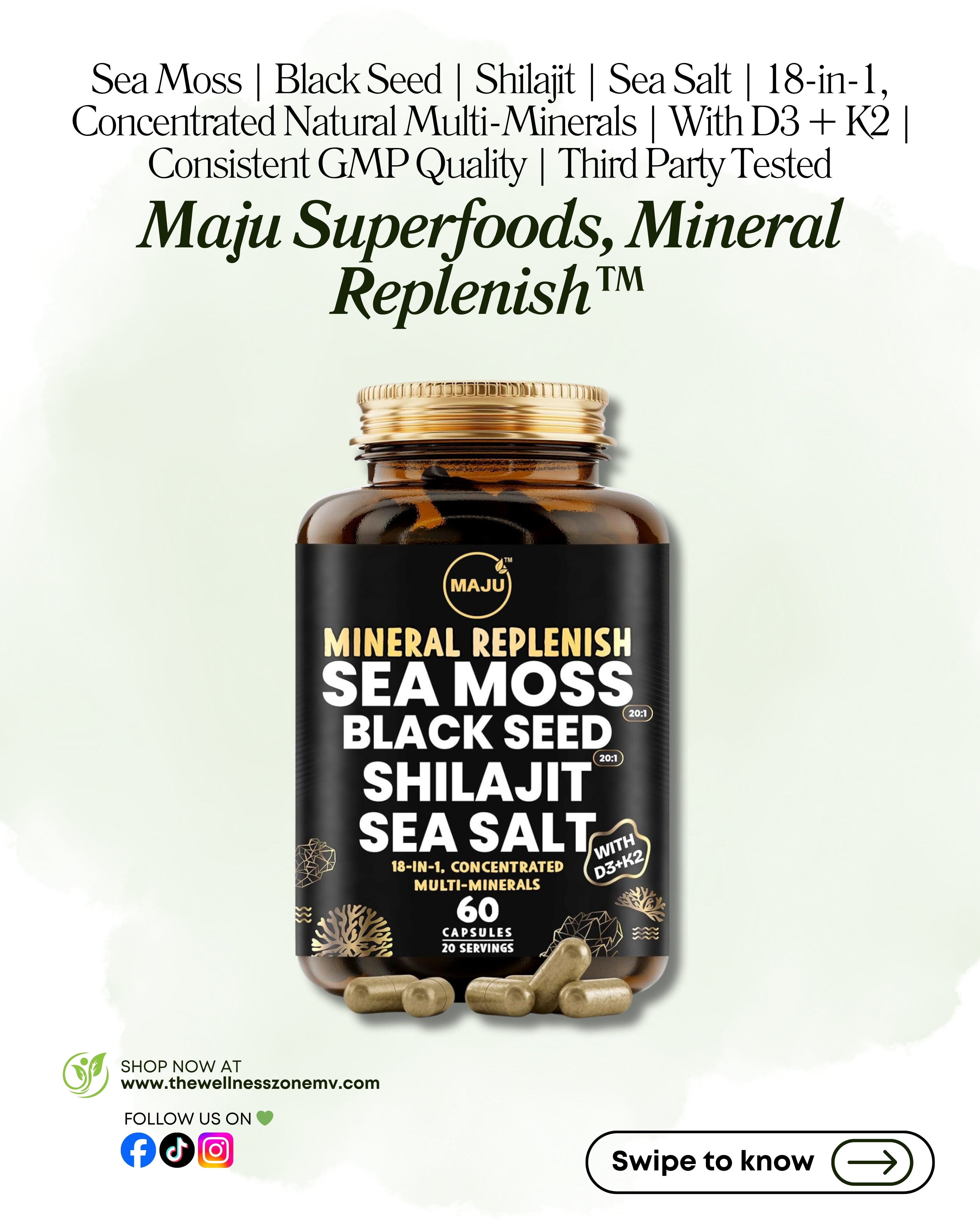 🌿 Maju Superfoods, Mineral Replenish™ , 60 Capsules