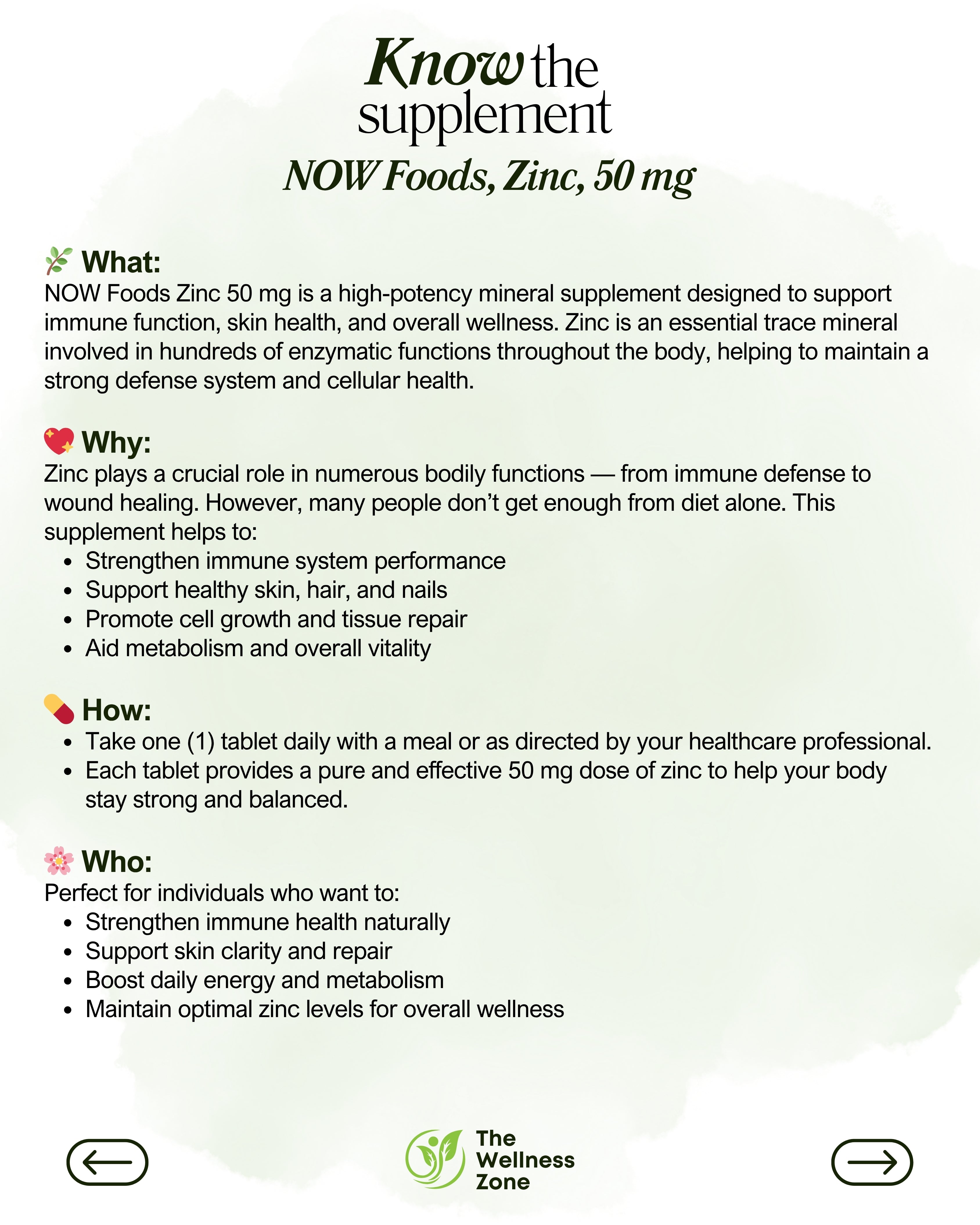 🌿 NOW Foods, Zinc, 50 mg, 100 Tablets