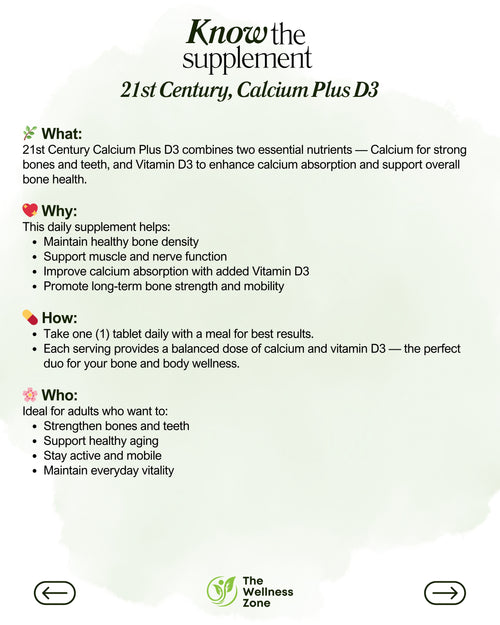 🌿 21st Century, Calcium Plus D3, 90 Tablets