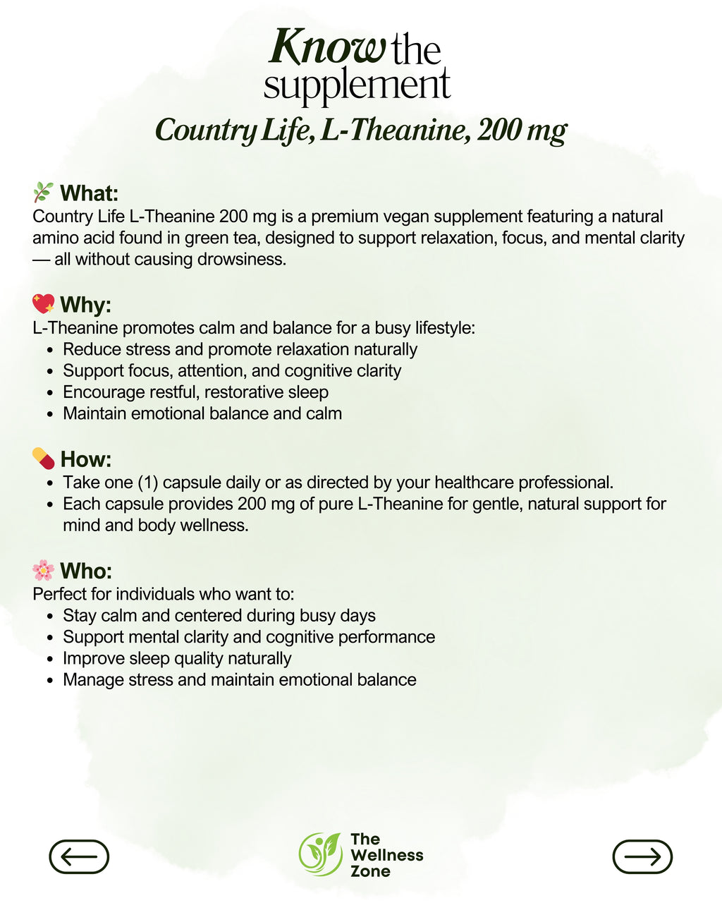 🌿 Country Life, L-Theanine, 200 mg, 60 Vegan Capsules