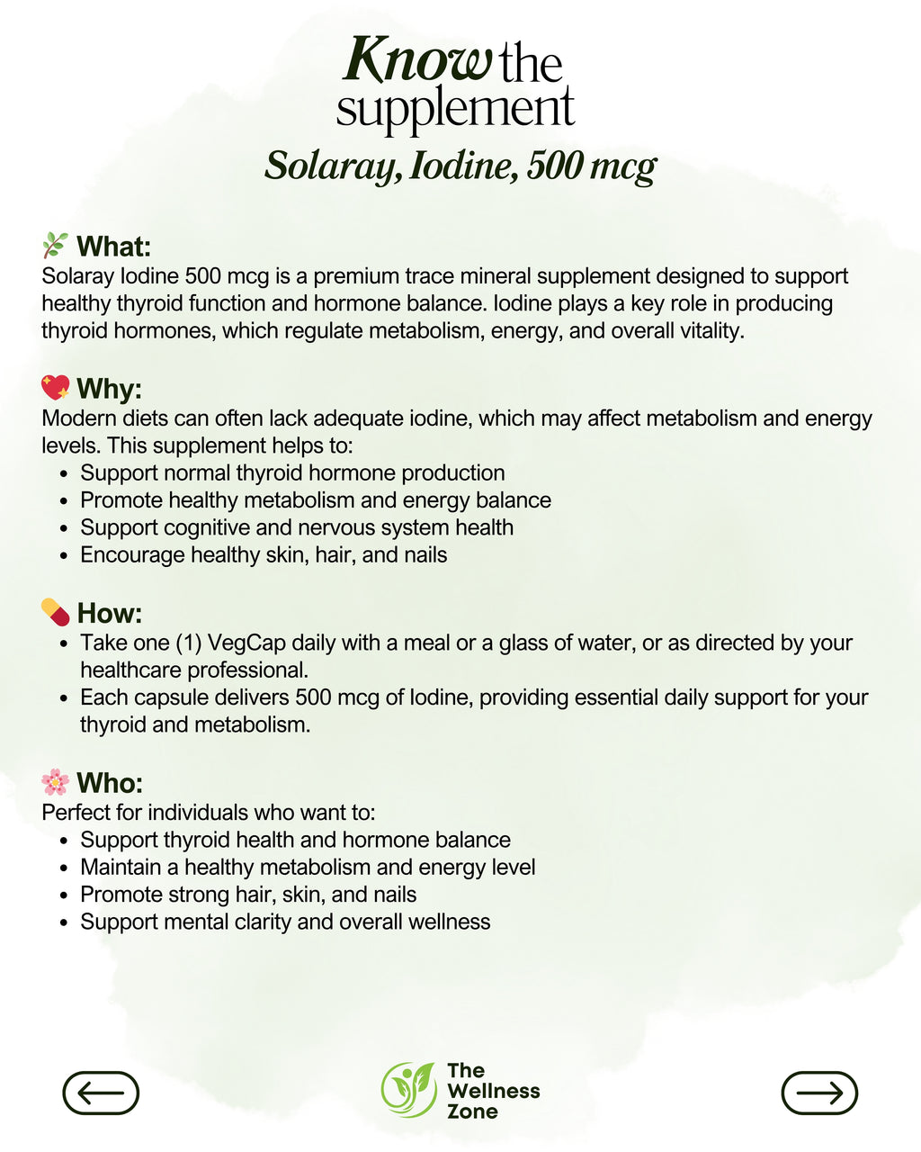 🌿 Solaray, Iodine, 500 mcg, 30 VegCaps