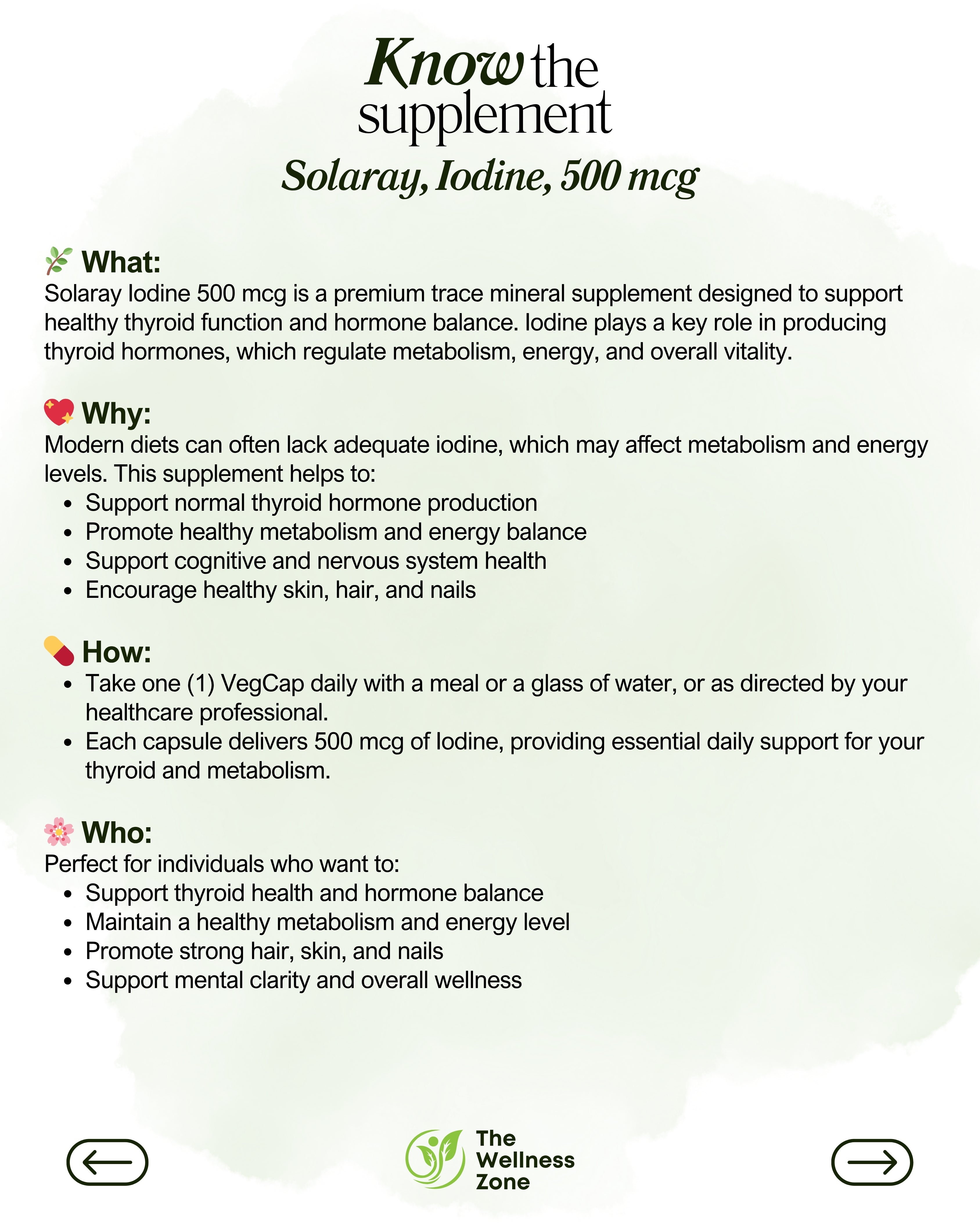 🌿 Solaray, Iodine, 500 mcg, 30 VegCaps