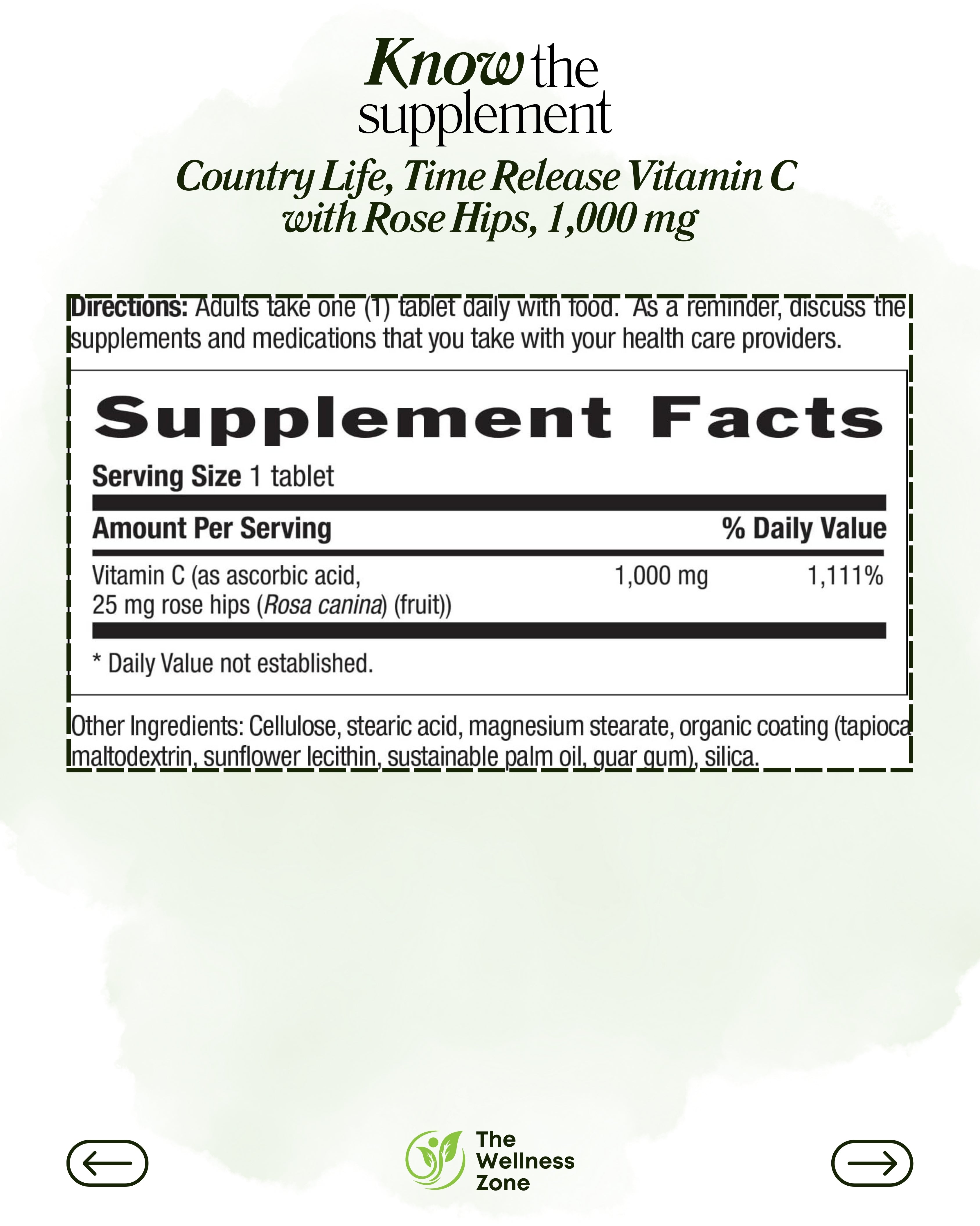 🌿 Country Life, Time Release Vitamin C with Rose Hips, 1,000 mg, 90 Tablets