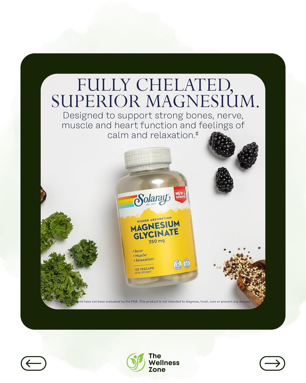 🌿 Solaray, High Absorption Magnesium Glycinate, 350 mg, 120 VegCaps