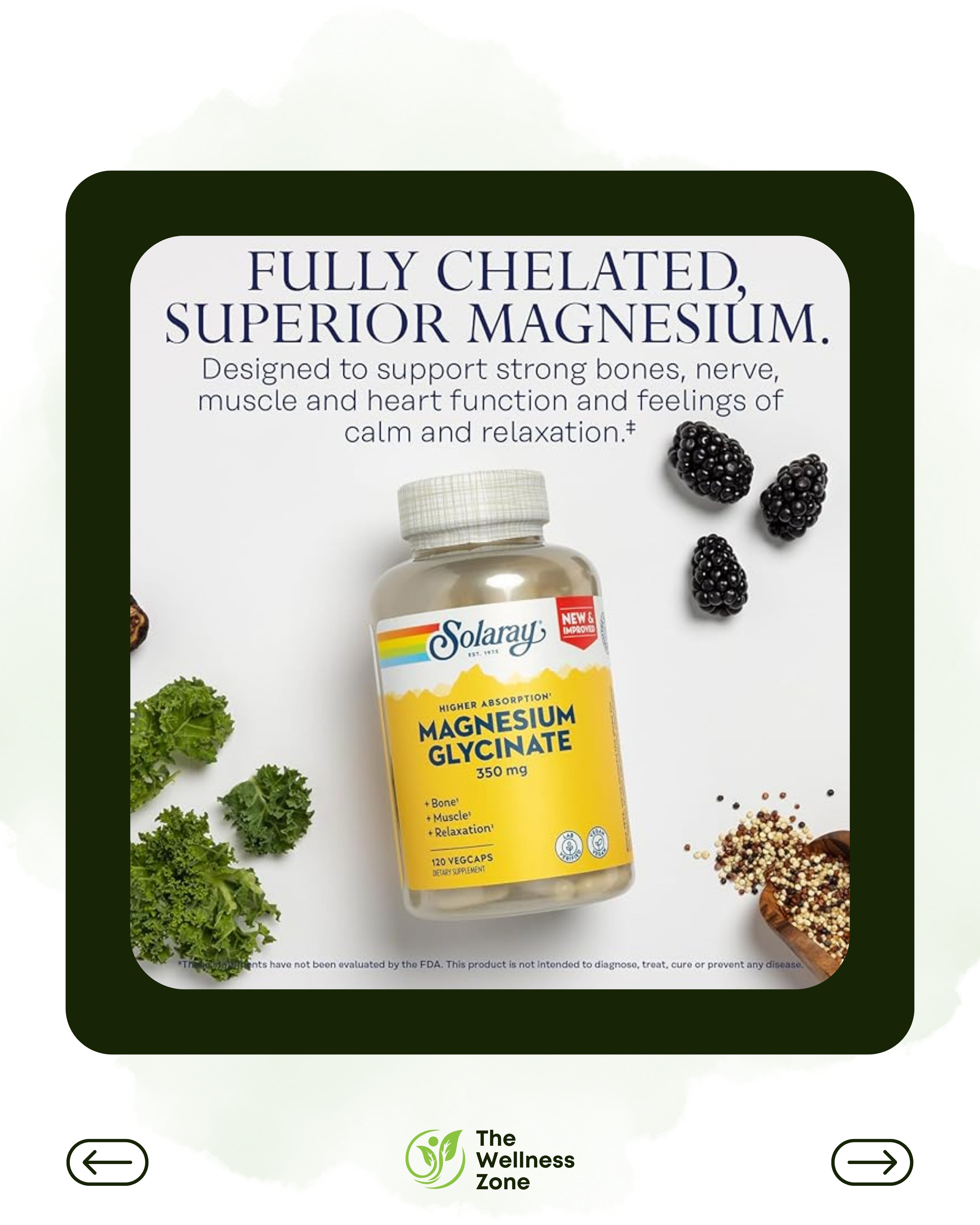 🌿 Solaray, High Absorption Magnesium Glycinate, 350 mg, 120 VegCaps