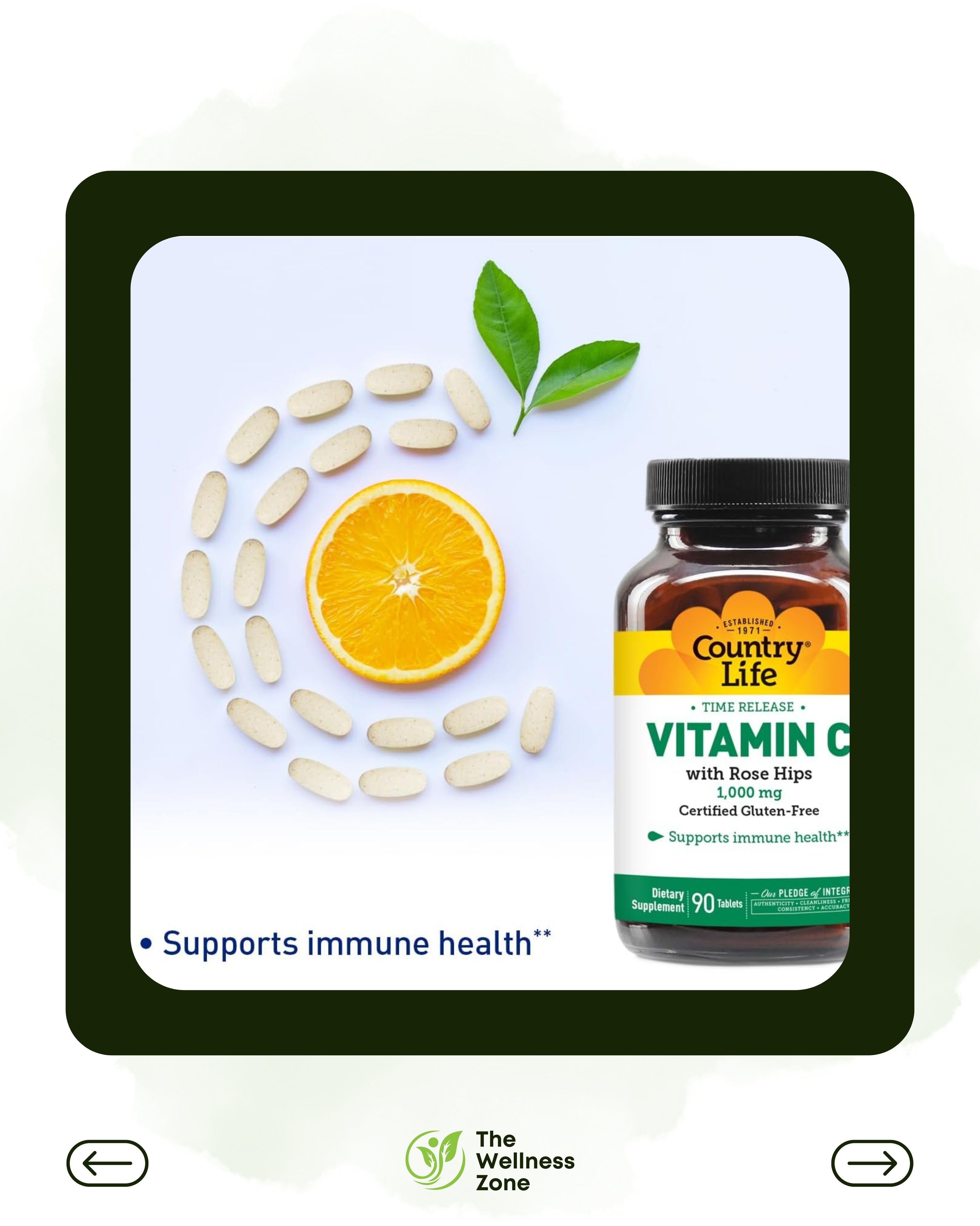 🌿 Country Life, Time Release Vitamin C with Rose Hips, 1,000 mg, 90 Tablets