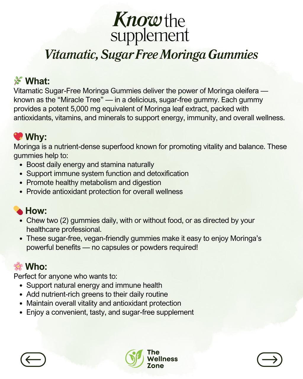 🌿 Vitamatic, Sugar Free Moringa Gummies, 60 Gummies (5,000 mg per Gummy)