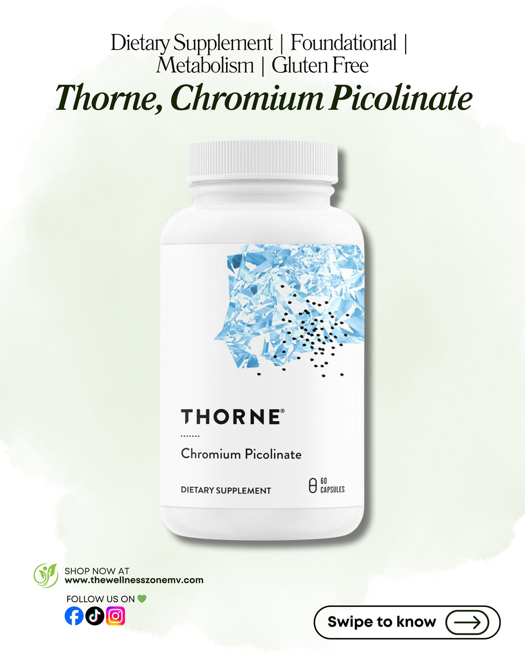🌿 Thorne, Chromium Picolinate, 500 mcg, 60 Capsules