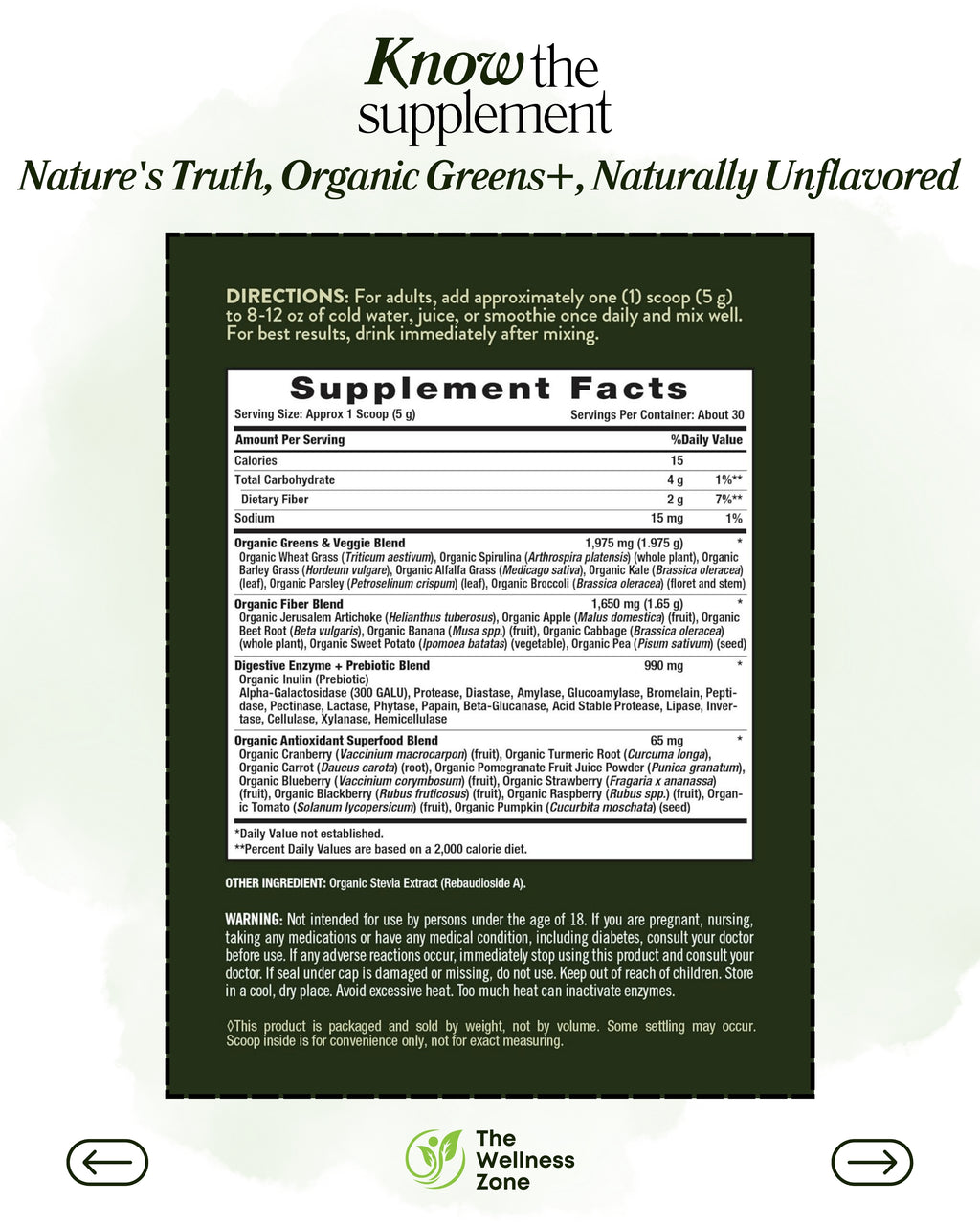 🌿 Nature's Truth, Organic Greens+, Naturally Unflavored, 5.29 oz (150 g)