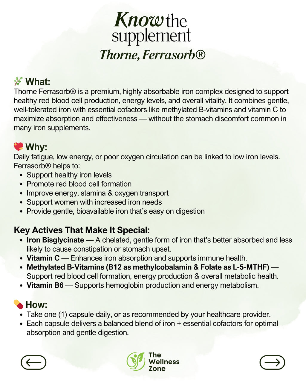 🌿 Thorne, Ferrasorb®, 60 Capsules