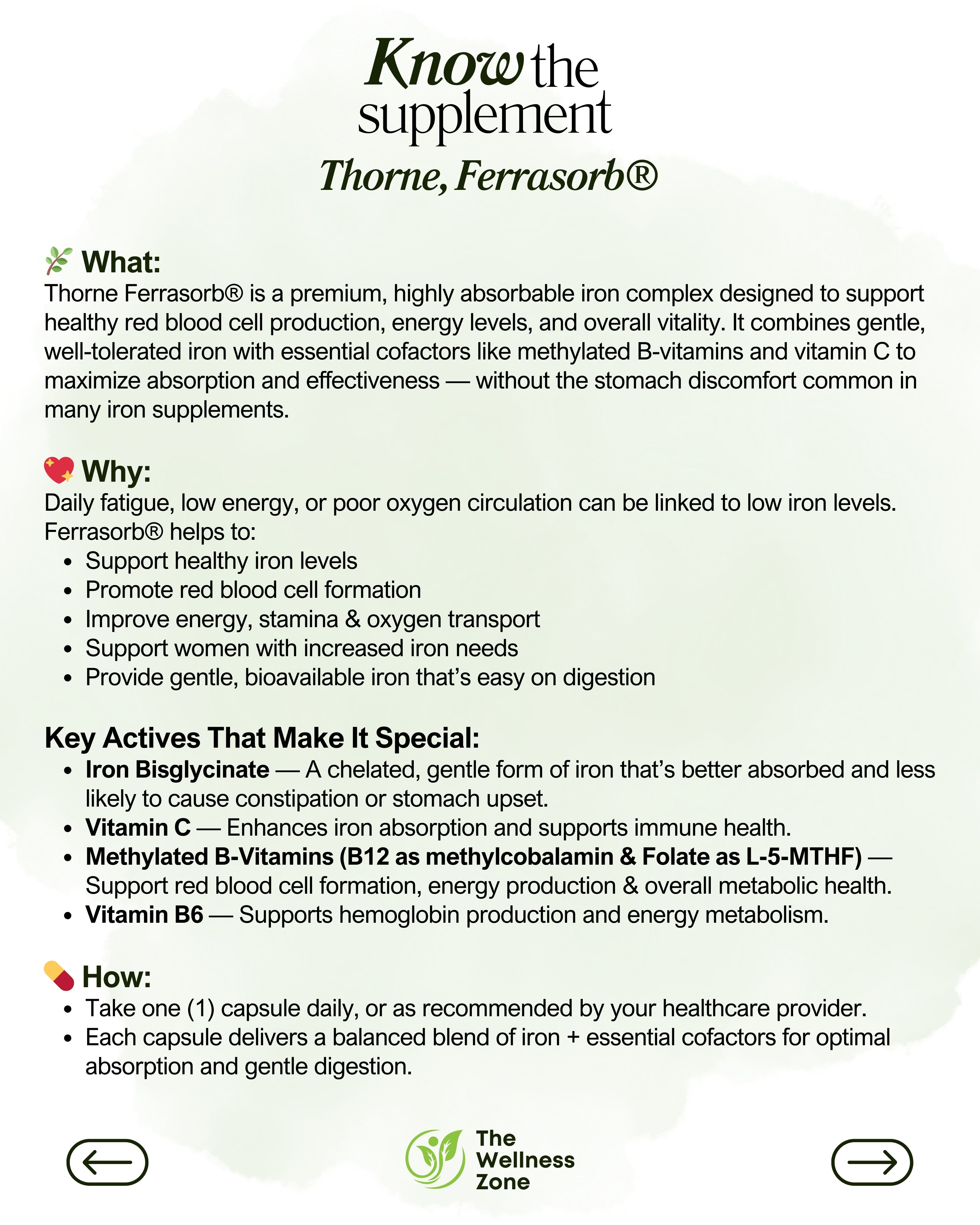 🌿 Thorne, Ferrasorb®, 60 Capsules