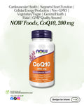 🌿 NOW Foods, CoQ10, 200 mg, 60 Veg Capsules
