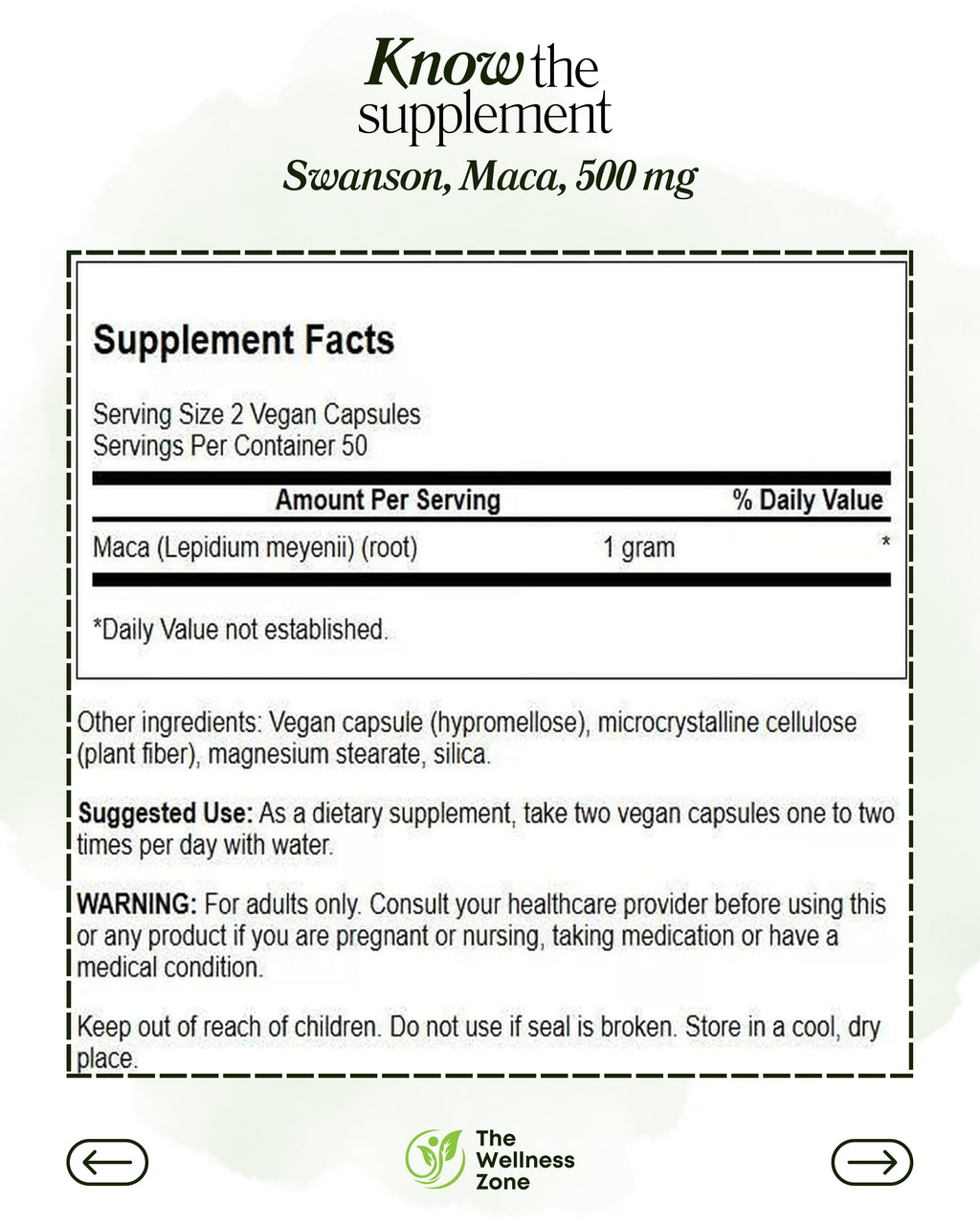 🌿 Swanson, Maca, 500 mg, 60 Capsules