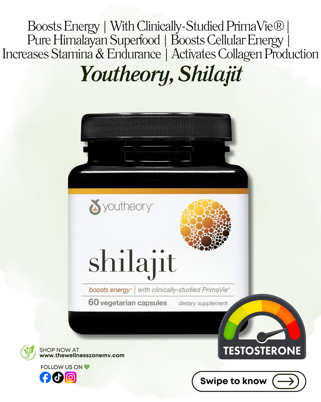 🌿 Youtheory, Shilajit, 60 Vegetarian Capsules
