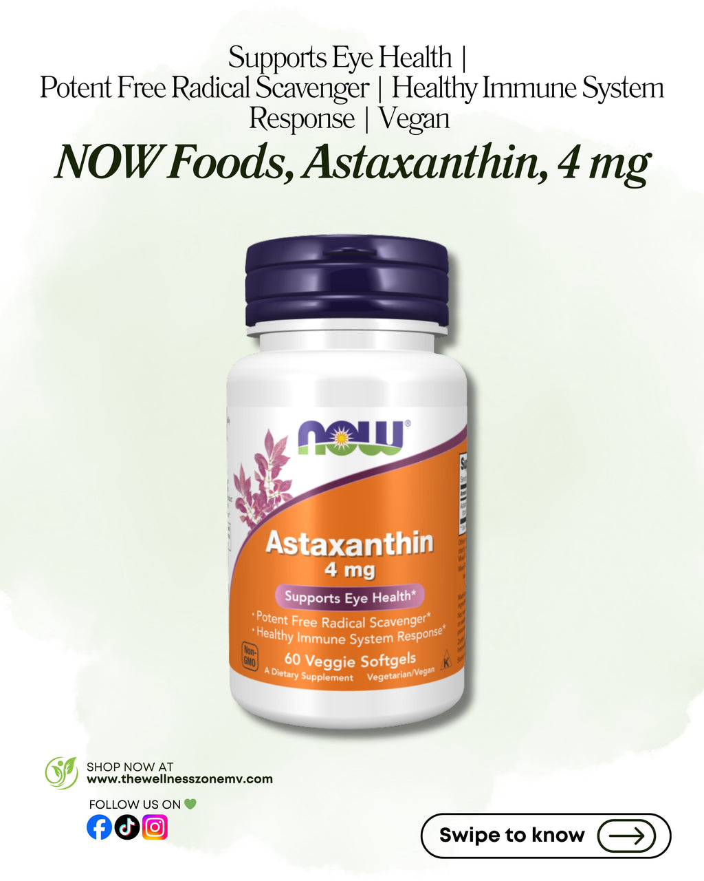 🌿 NOW Foods, Astaxanthin, 4 mg, 60 Veggie Softgels