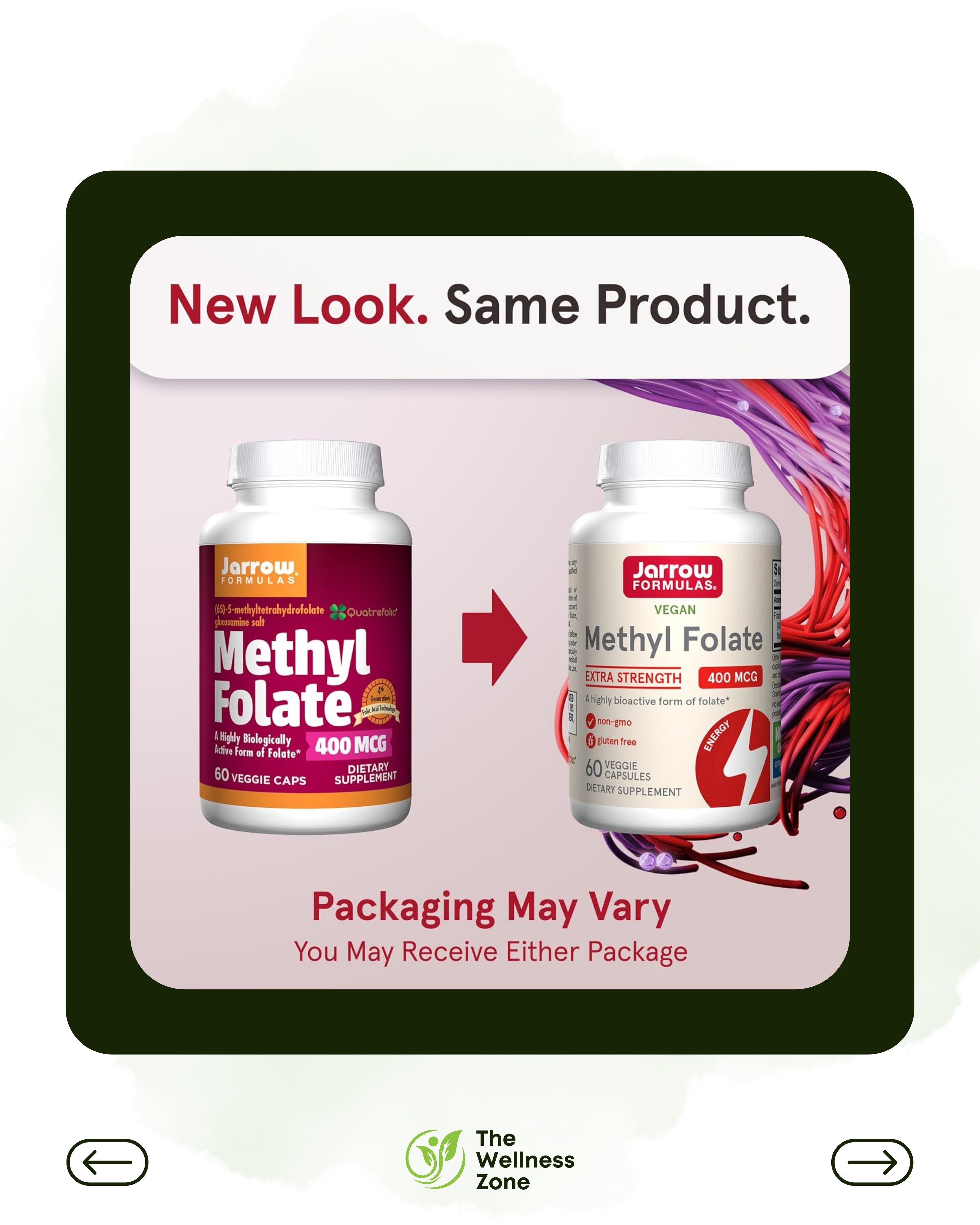 🌿 Jarrow Formulas, Vegan Methyl Folate, 400 mcg, 60 Veggie Capsules