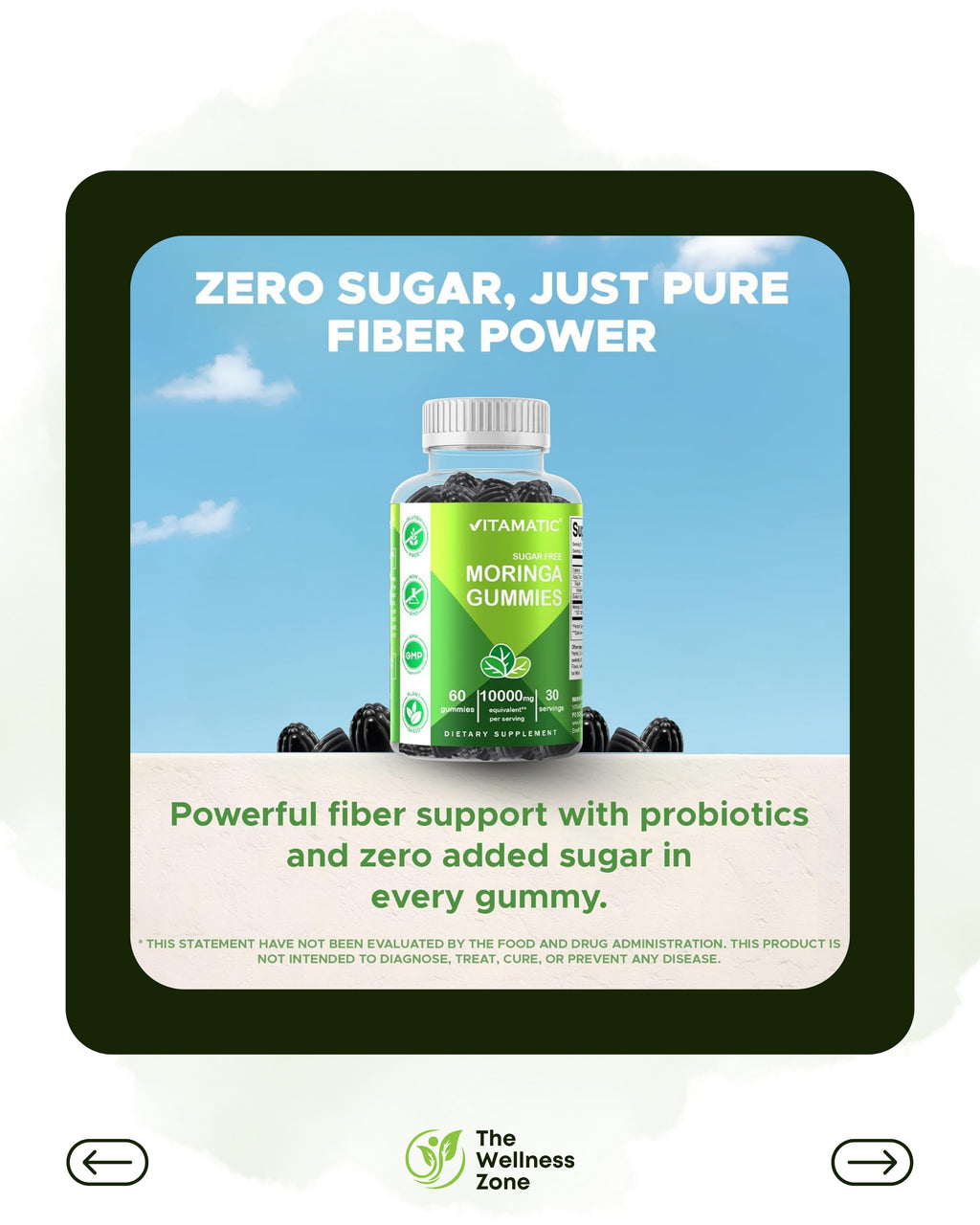 🌿 Vitamatic, Sugar Free Moringa Gummies, 60 Gummies (5,000 mg per Gummy)