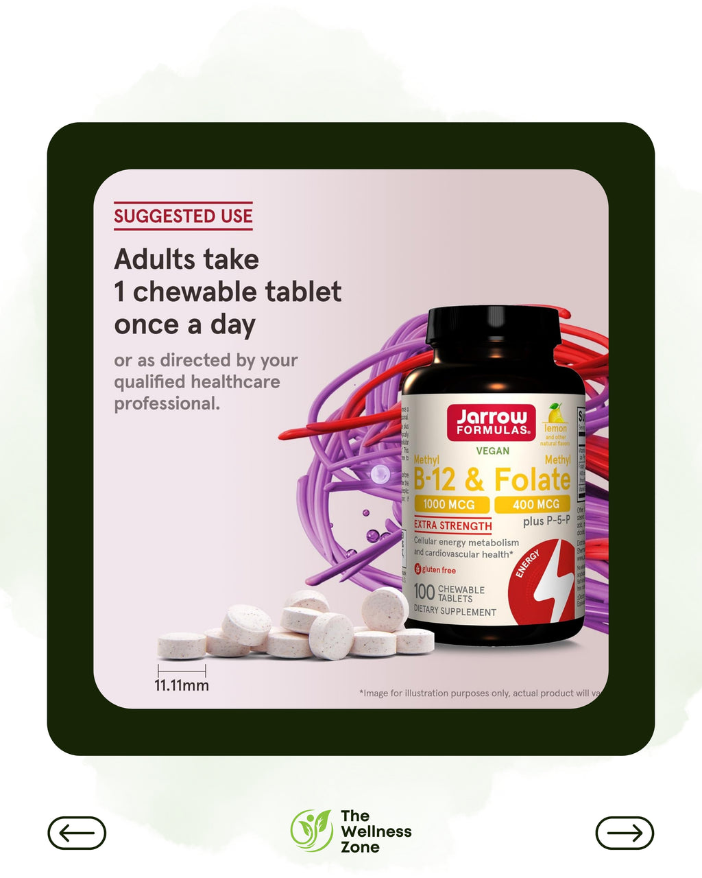 🌿 Jarrow Formulas, Vegan Methyl B-12 & Methyl Folate, Lemon, 100 Chewable Tablets