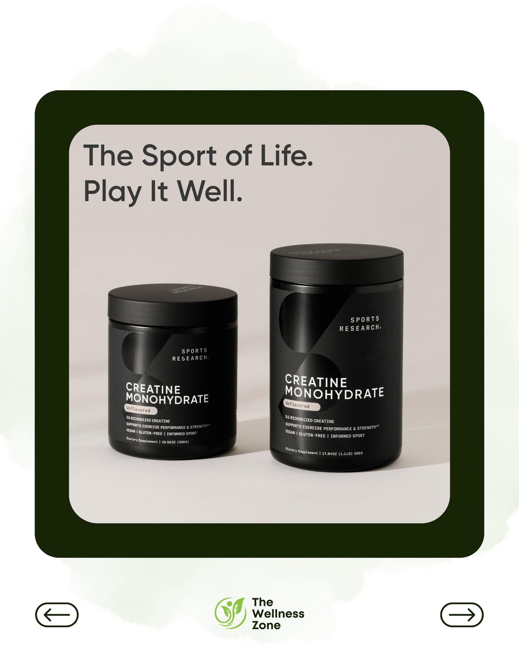 🌿 Sports Research, Creatine Monohydrate, Unflavored, 10.58 oz (300 g) 60 Servings