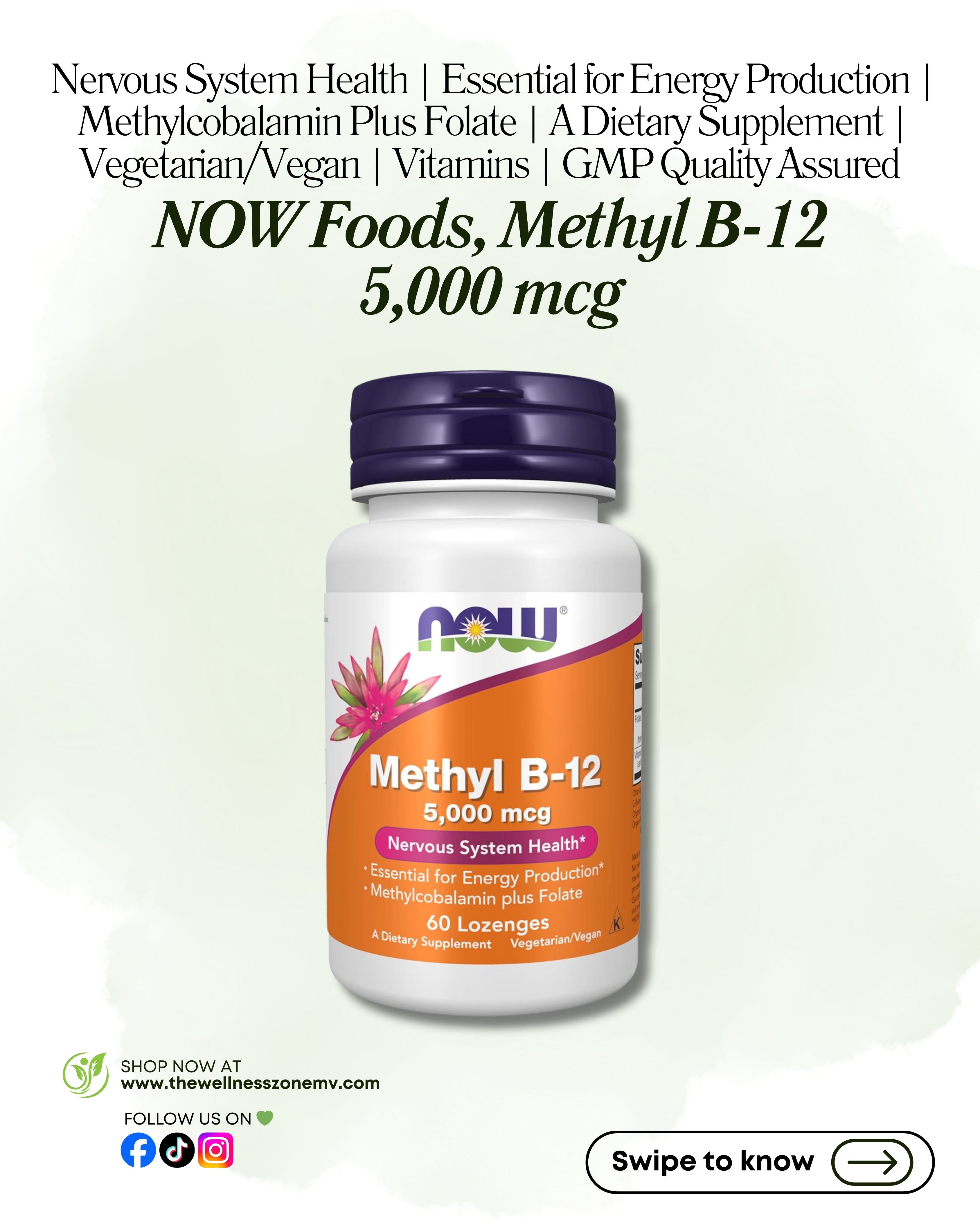NOW Foods, Methyl B-12, 5,000 mcg, 60 Lozenge