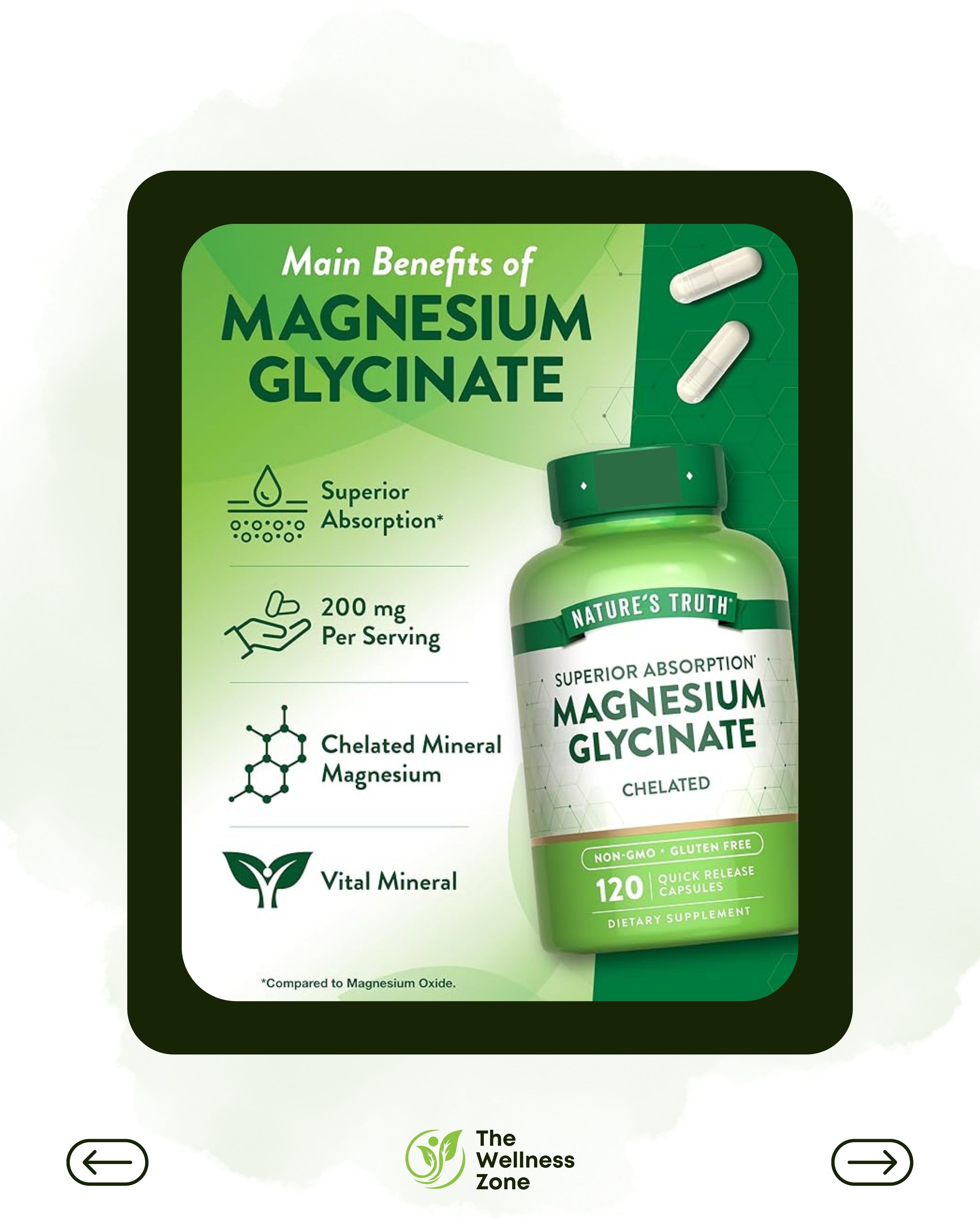 🌿 Nature's Truth, Magnesium Glycinate, Chelated, 120 Quick Release Capsules (100 mg per Capsule)