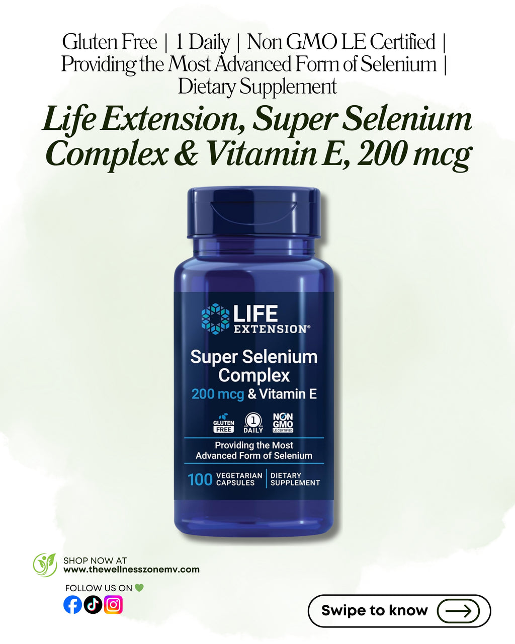 🌿 Life Extension, Super Selenium Complex & Vitamin E, 200 mcg, 100 Vegetarian Capsules
